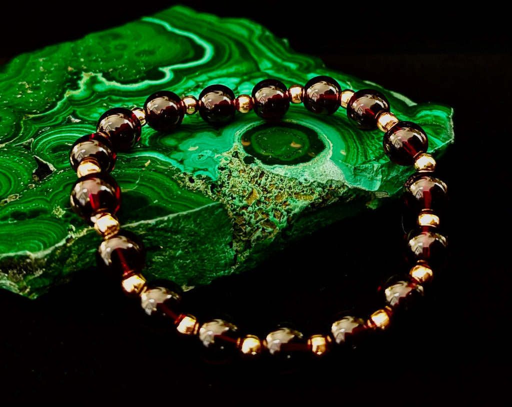 Passion & Strength Garnet Bracelet – Delicate Gemstone Bracelet with Copper Accents | | Wiccan Center