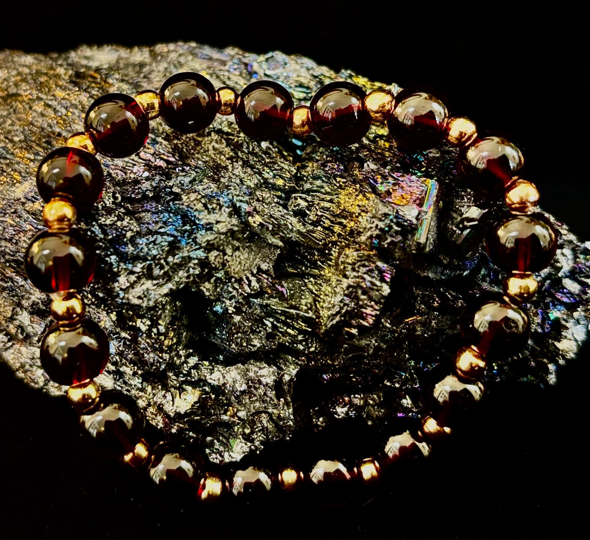Passion & Strength Garnet Bracelet – Delicate Gemstone Bracelet with Copper Accents | | Wiccan Center