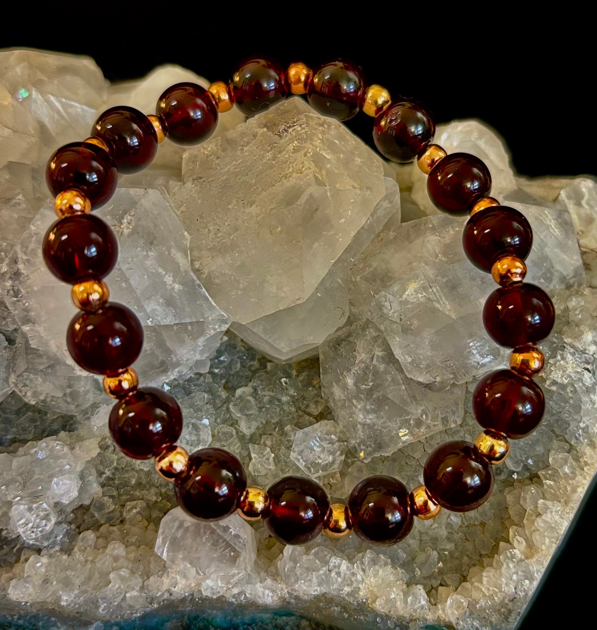 Passion & Strength Garnet Bracelet – Delicate Gemstone Bracelet with Copper Accents | | Wiccan Center