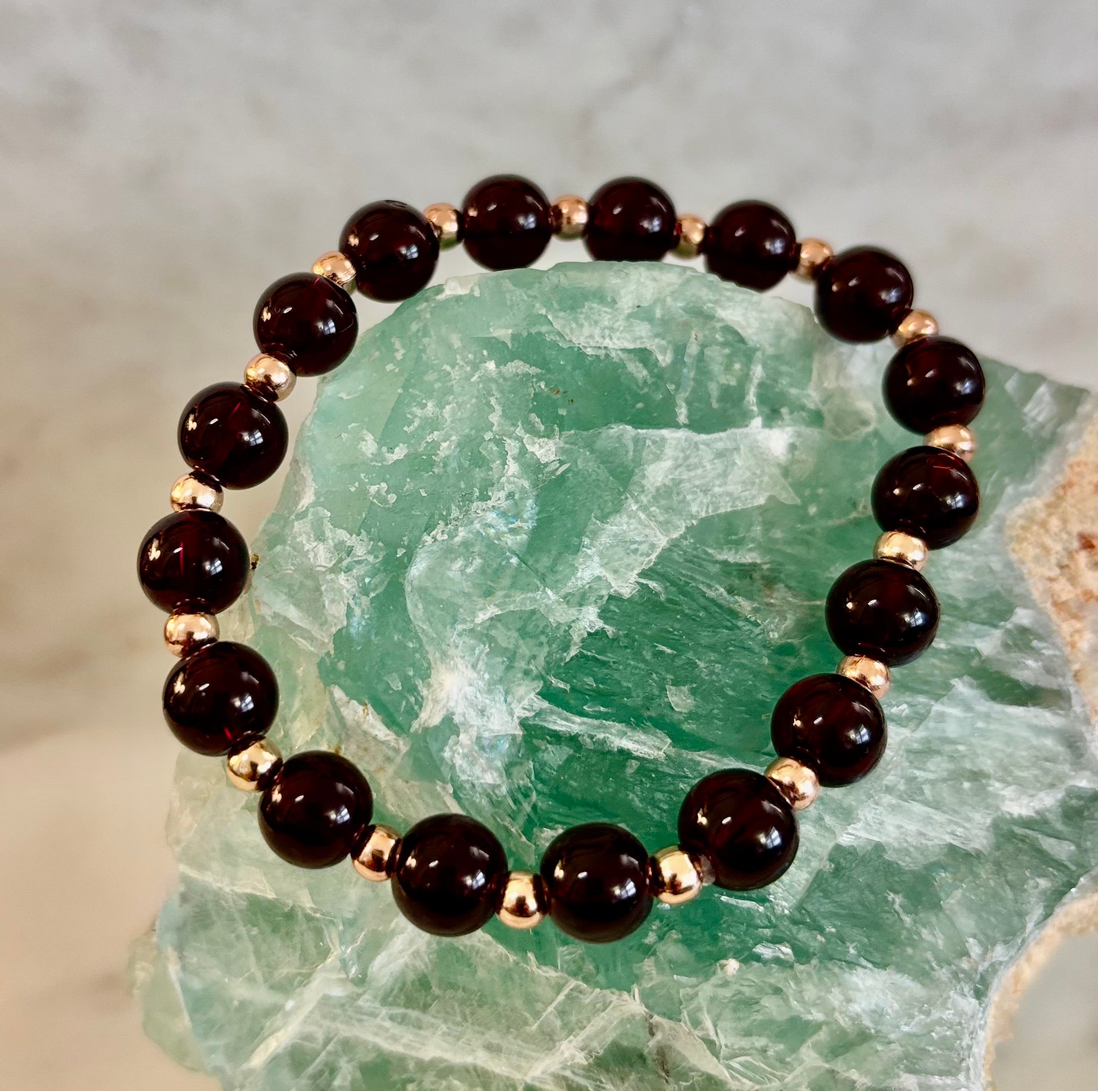 Passion & Strength Garnet Bracelet – Delicate Gemstone Bracelet with Copper Accents | | Wiccan Center