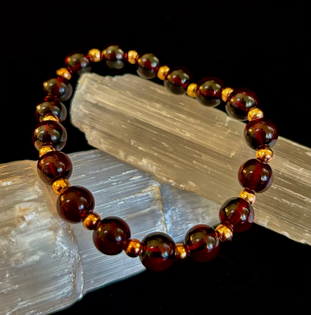 Passion & Strength Garnet Bracelet – Delicate Gemstone Bracelet with Copper Accents | | Wiccan Center