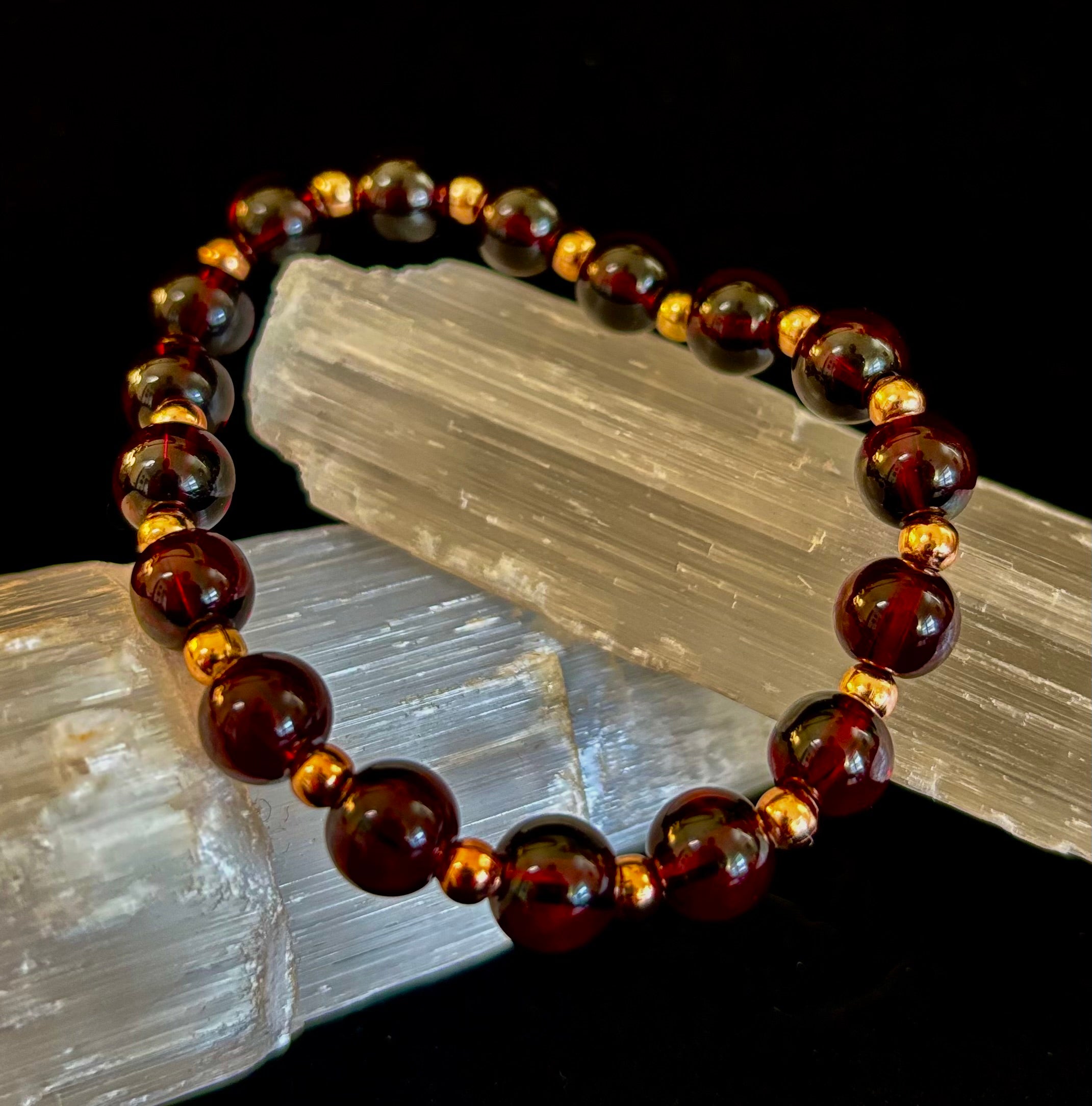 Passion & Strength Garnet Bracelet – Delicate Gemstone Bracelet with Copper Accents | | Wiccan Center