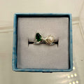 Sterling Silver Emerald & Pearl Ring - Size 7 - Elegant, Harmonious & Nurturing | Rings | Wiccan Center