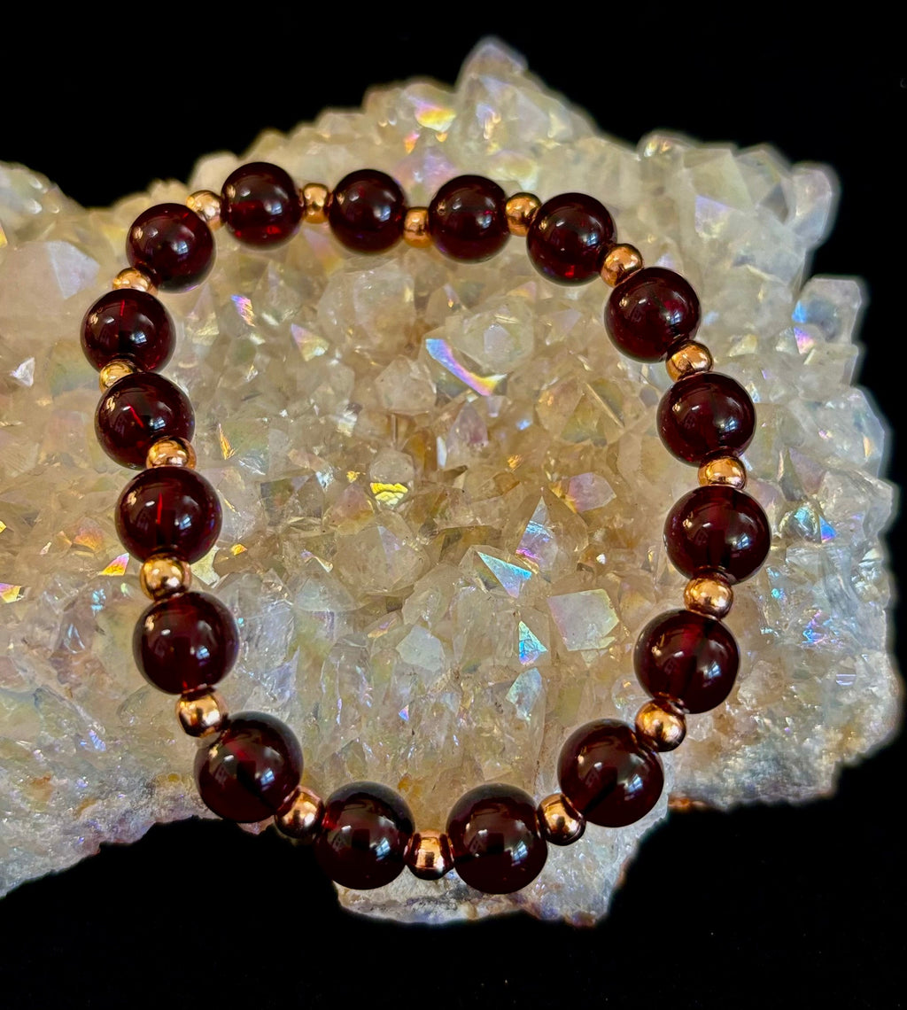 Passion & Strength Garnet Bracelet – Delicate Gemstone Bracelet with Copper Accents | | Wiccan Center