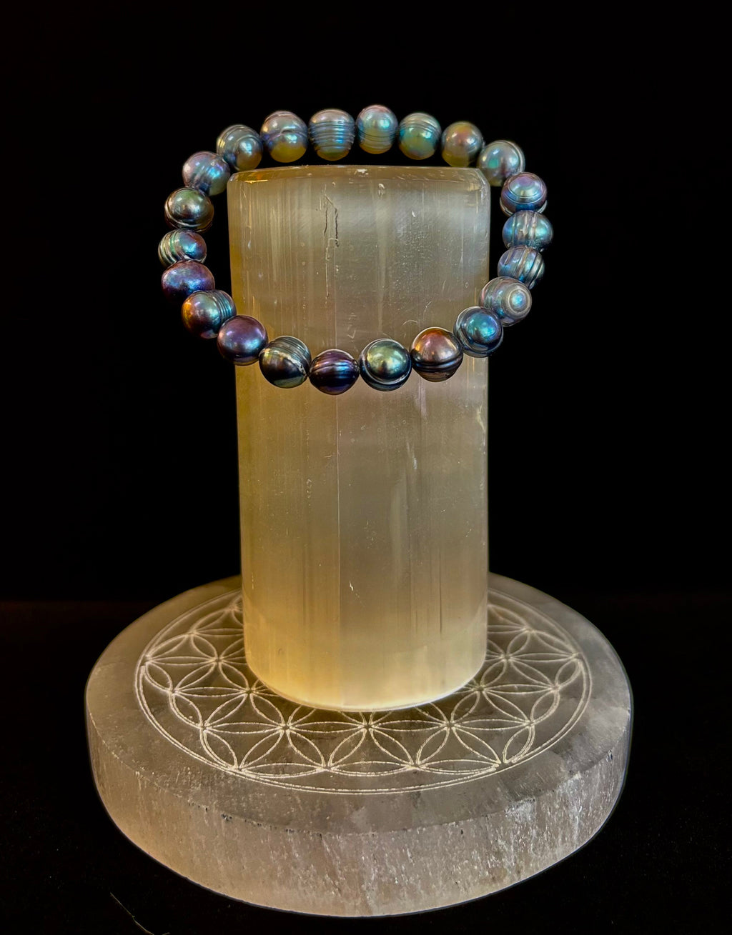 Iridescent Peacock Freshwater Pearl Bracelet – Natural Pearl Bracelet for Medium Wrists | | Wiccan Center