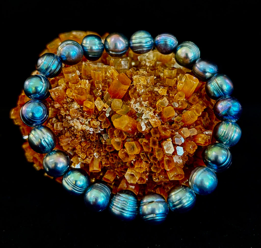 Iridescent Peacock Freshwater Pearl Bracelet – Natural Pearl Bracelet for Medium Wrists | | Wiccan Center