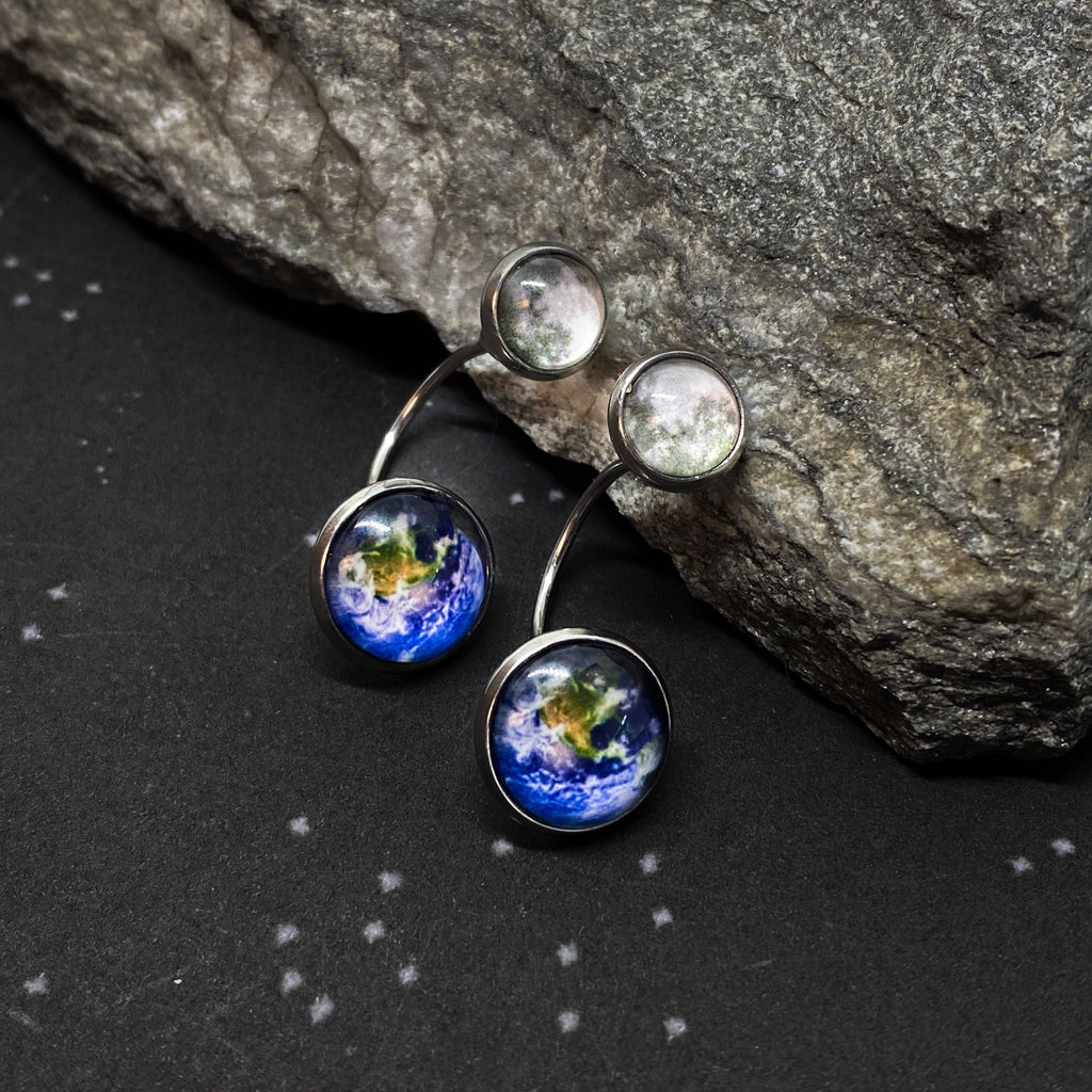 Earth and Moon Ear Jacket Earrings | Earrings | Wiccan Center