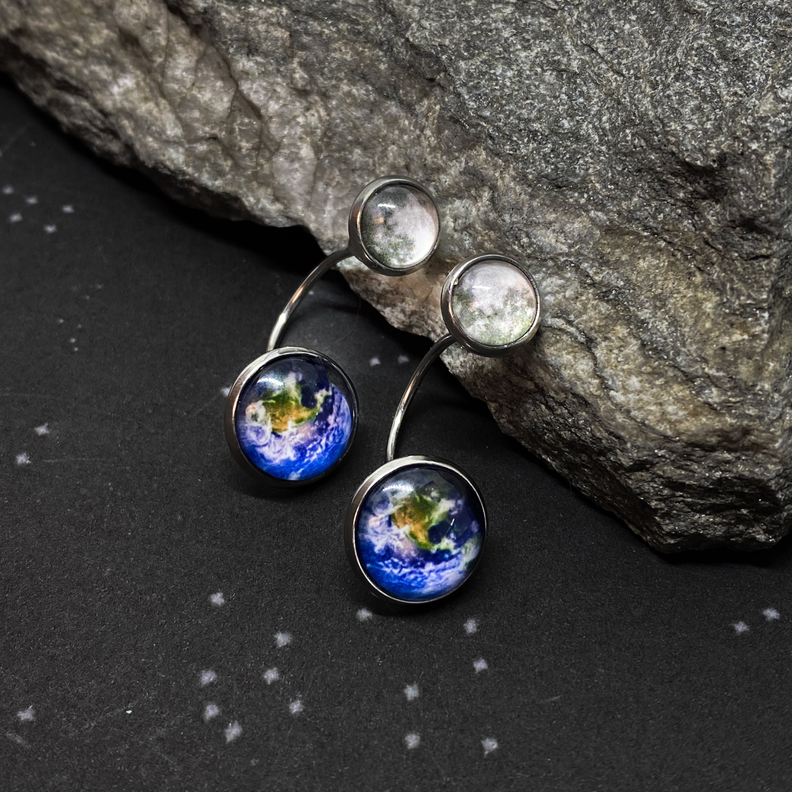 Earth and Moon Ear Jacket Earrings | Earrings | Wiccan Center