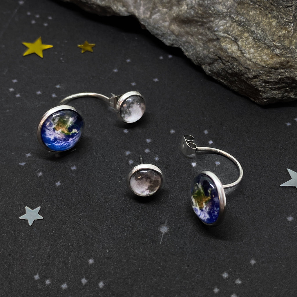 Earth and Moon Ear Jacket Earrings | Earrings | Wiccan Center