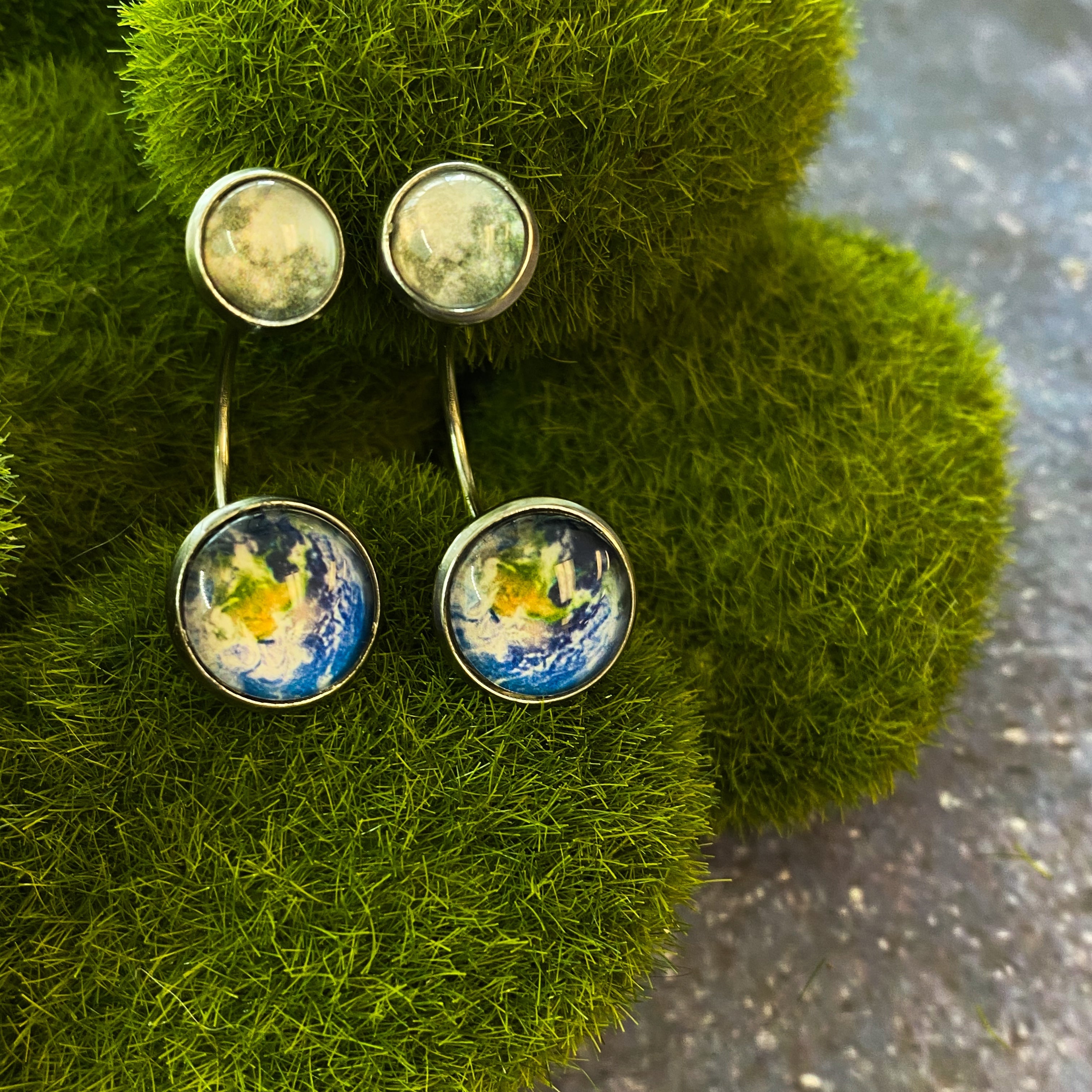 Earth and Moon Ear Jacket Earrings | Earrings | Wiccan Center