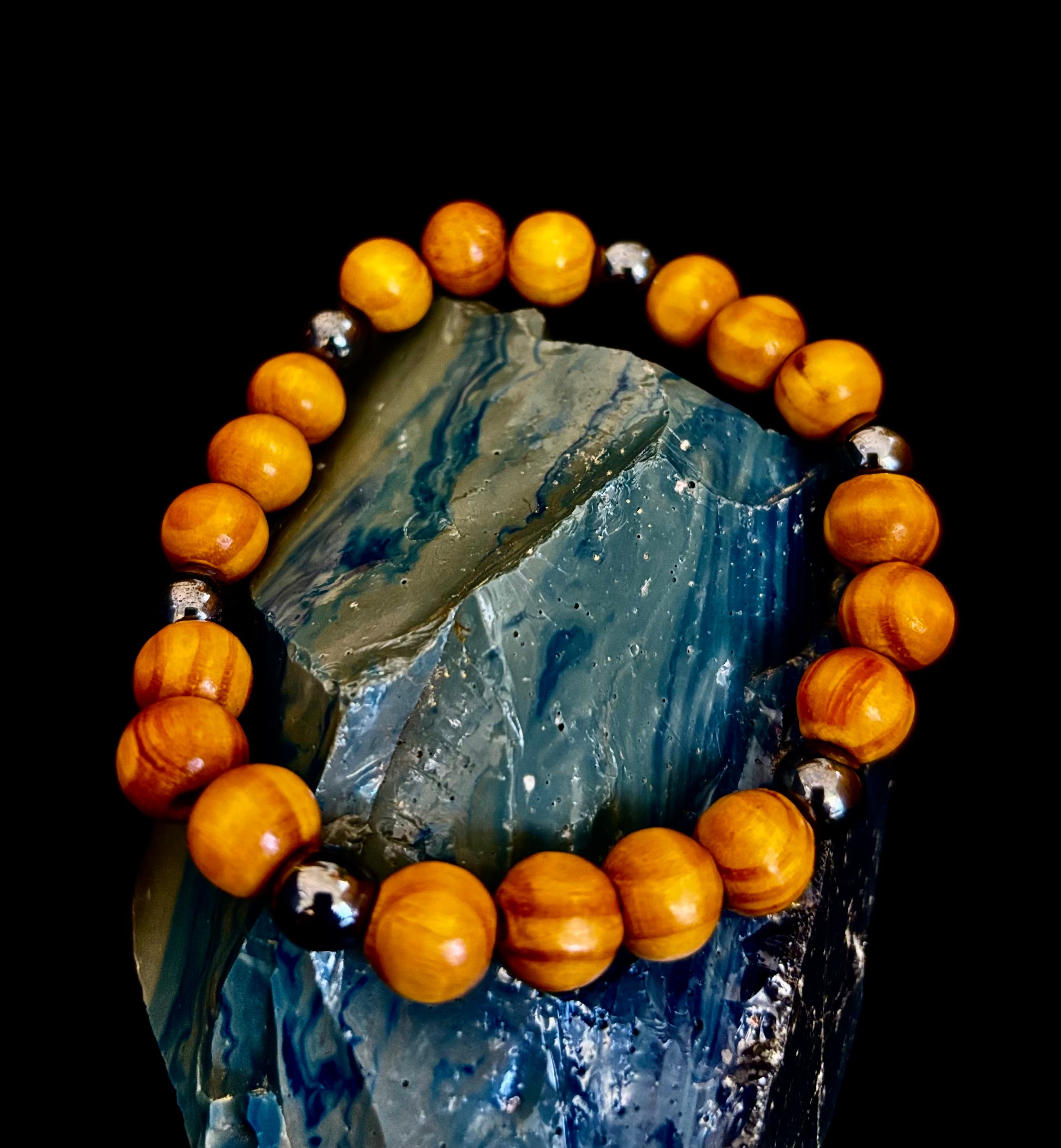 Coconut Palm Wood Bracelet – XL Fit | Handmade in Puerto Vallarta | Natural Wood Bead Bracelet | | Wiccan Center