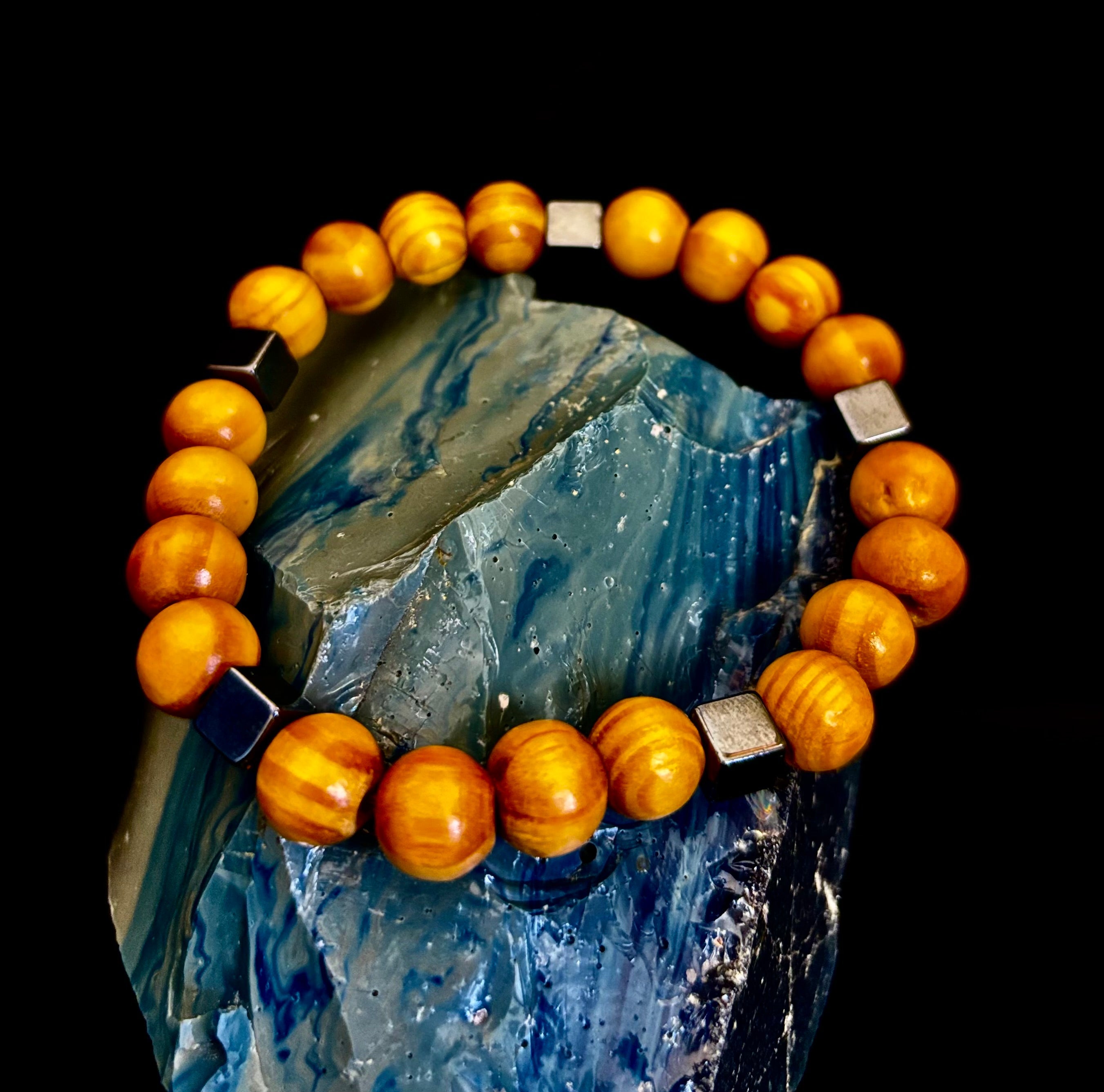 Coconut Palm Wood Bracelet – XL Fit | Handmade in Puerto Vallarta | Natural Wood Bead Bracelet | | Wiccan Center