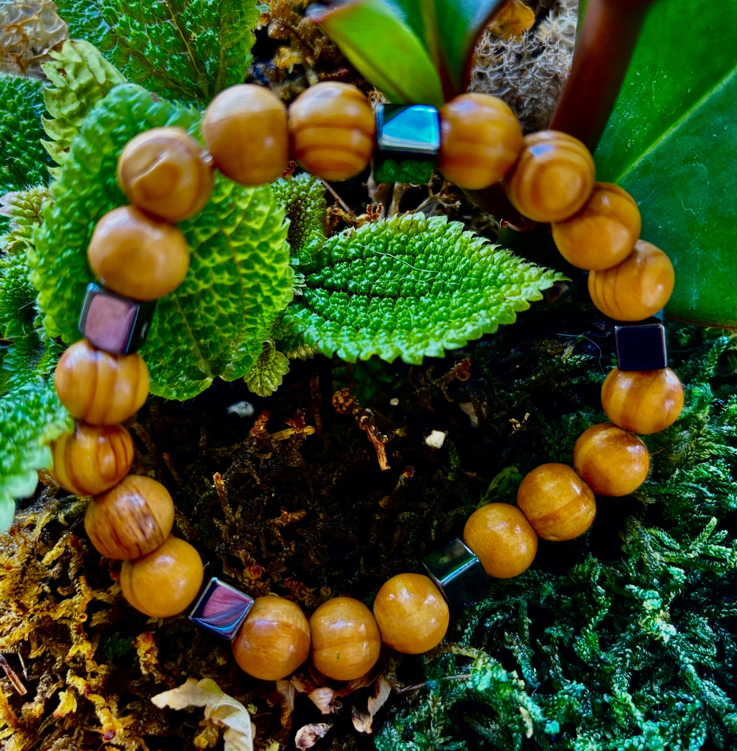 Coconut Palm Wood Bracelet – XL Fit | Handmade in Puerto Vallarta | Natural Wood Bead Bracelet | | Wiccan Center