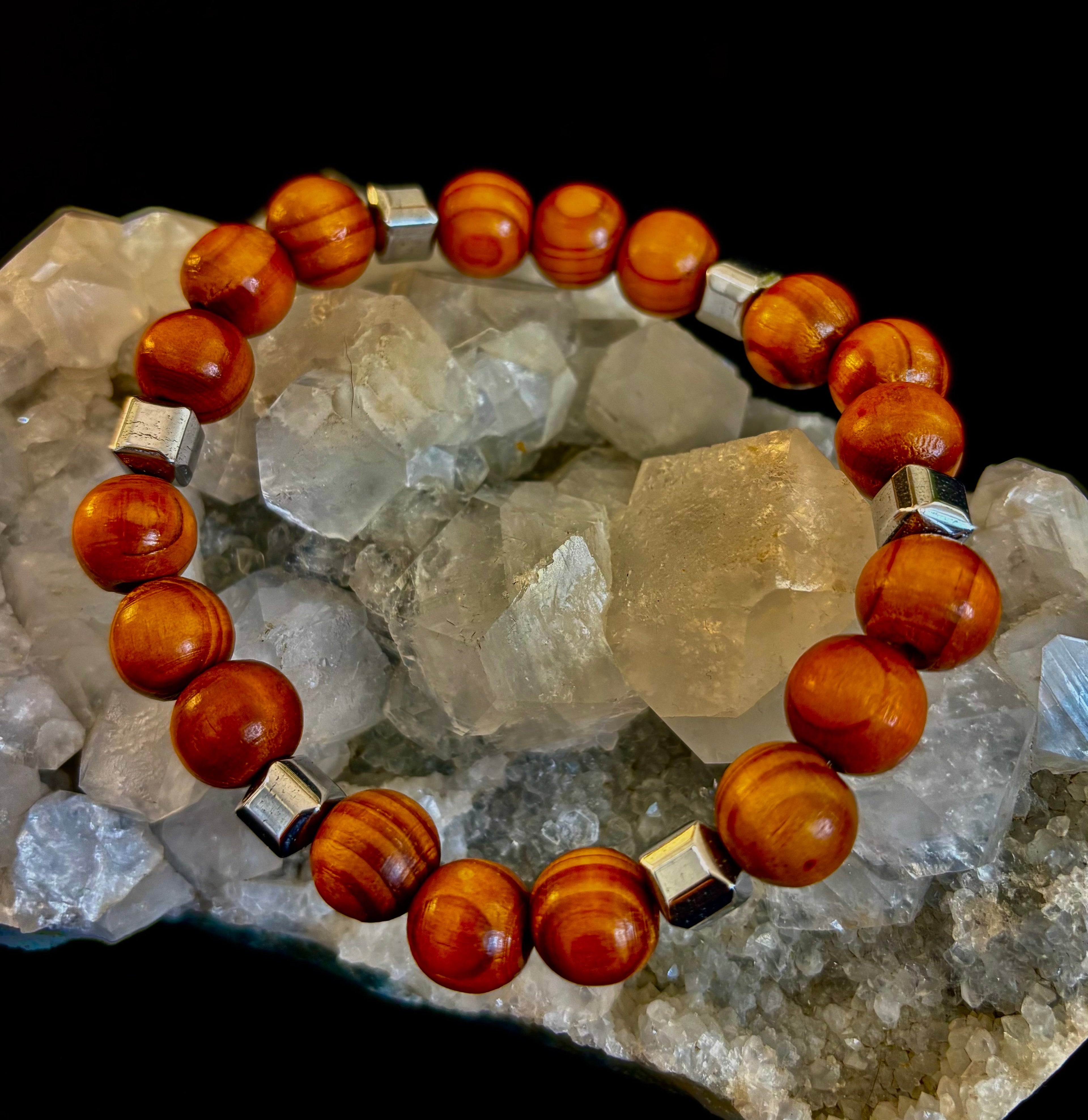 Coconut Palm Wood Bracelet – XL Fit | Handmade in Puerto Vallarta | Natural Wood Bead Bracelet | | Wiccan Center