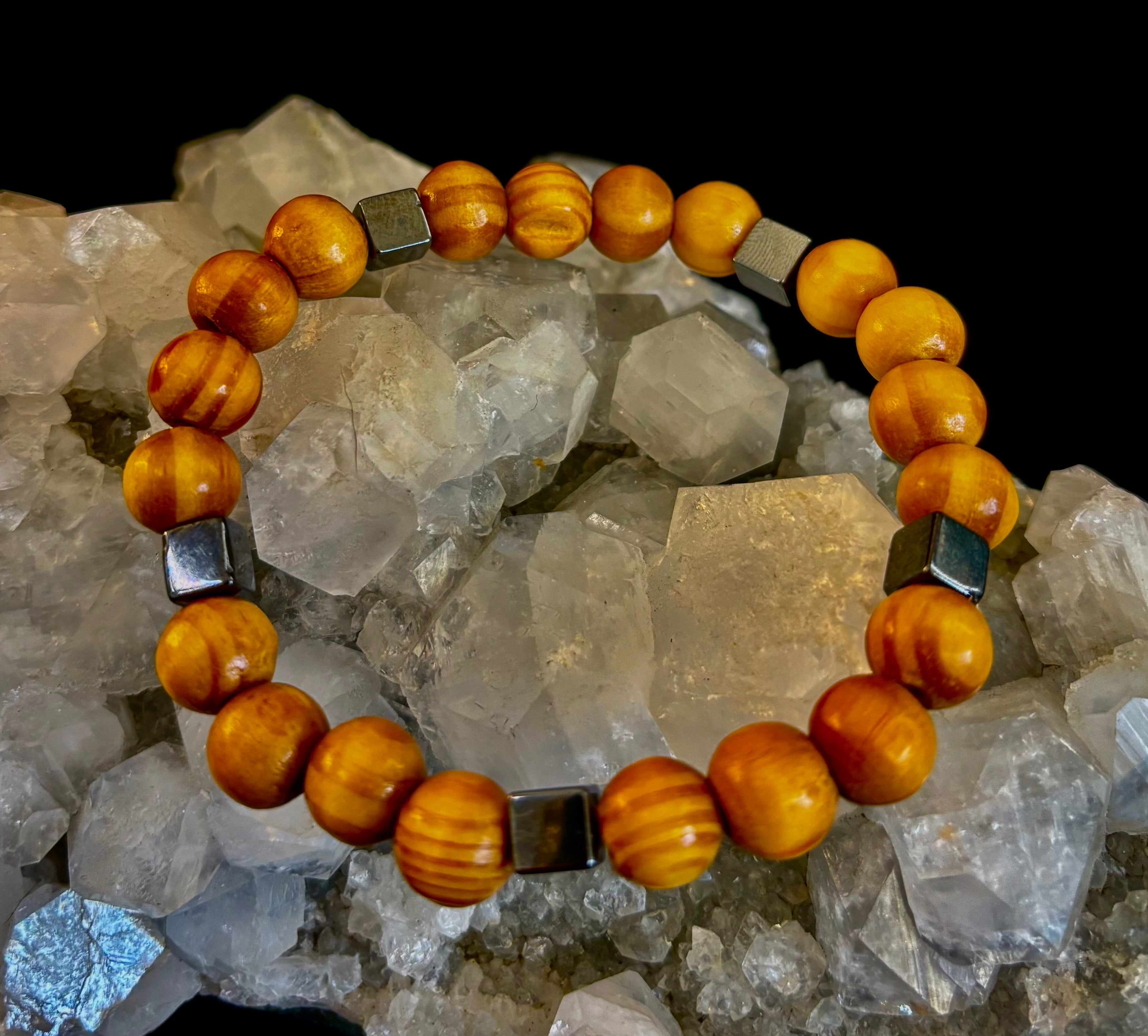 Coconut Palm Wood Bracelet – XL Fit | Handmade in Puerto Vallarta | Natural Wood Bead Bracelet | | Wiccan Center