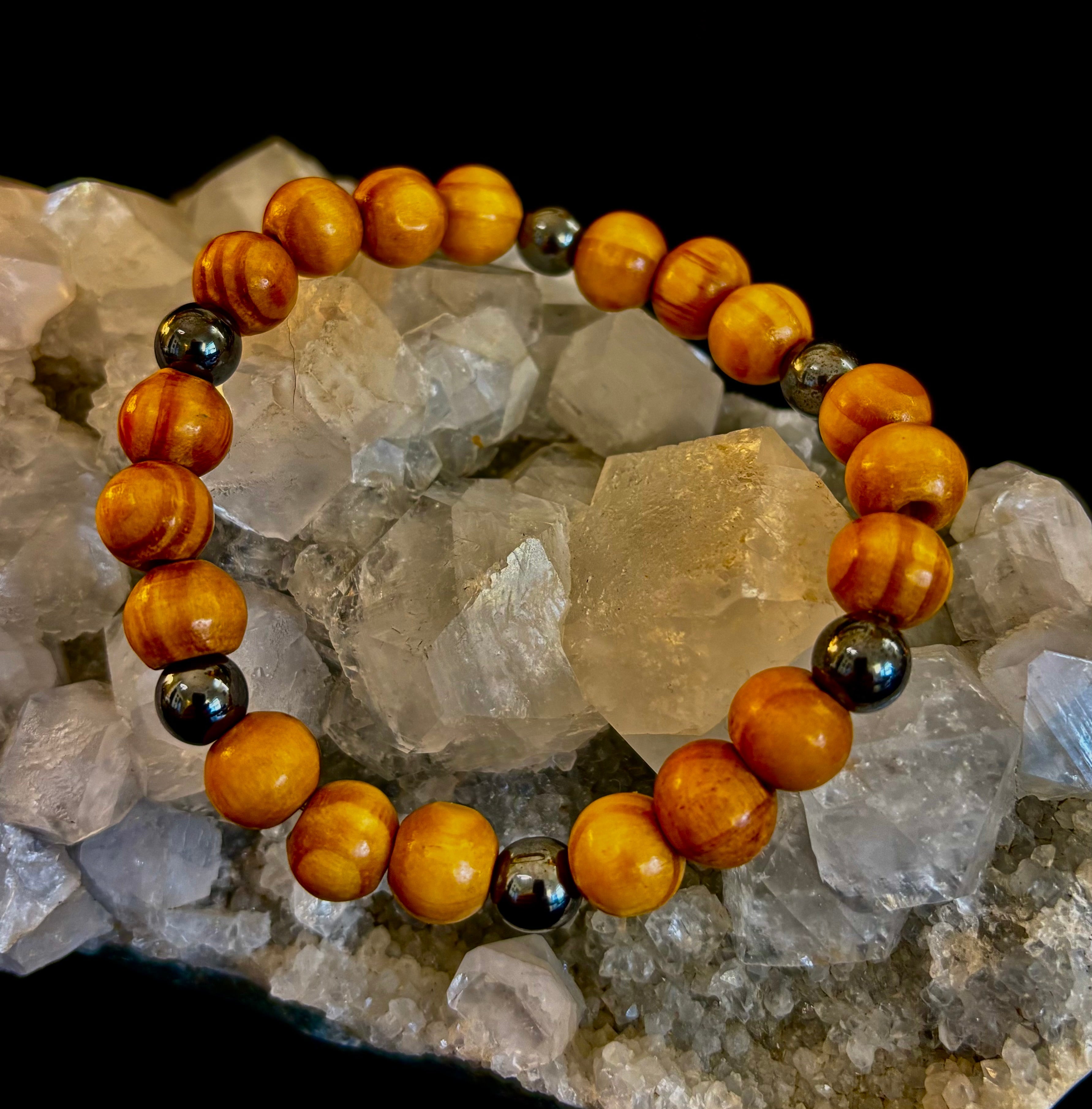 Coconut Palm Wood Bracelet – XL Fit | Handmade in Puerto Vallarta | Natural Wood Bead Bracelet | | Wiccan Center