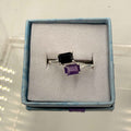 Sterling Silver Black Onyx & Amethyst Ring - Size 8 - Protective, Spiritual & Grounding | Rings | Wiccan Center