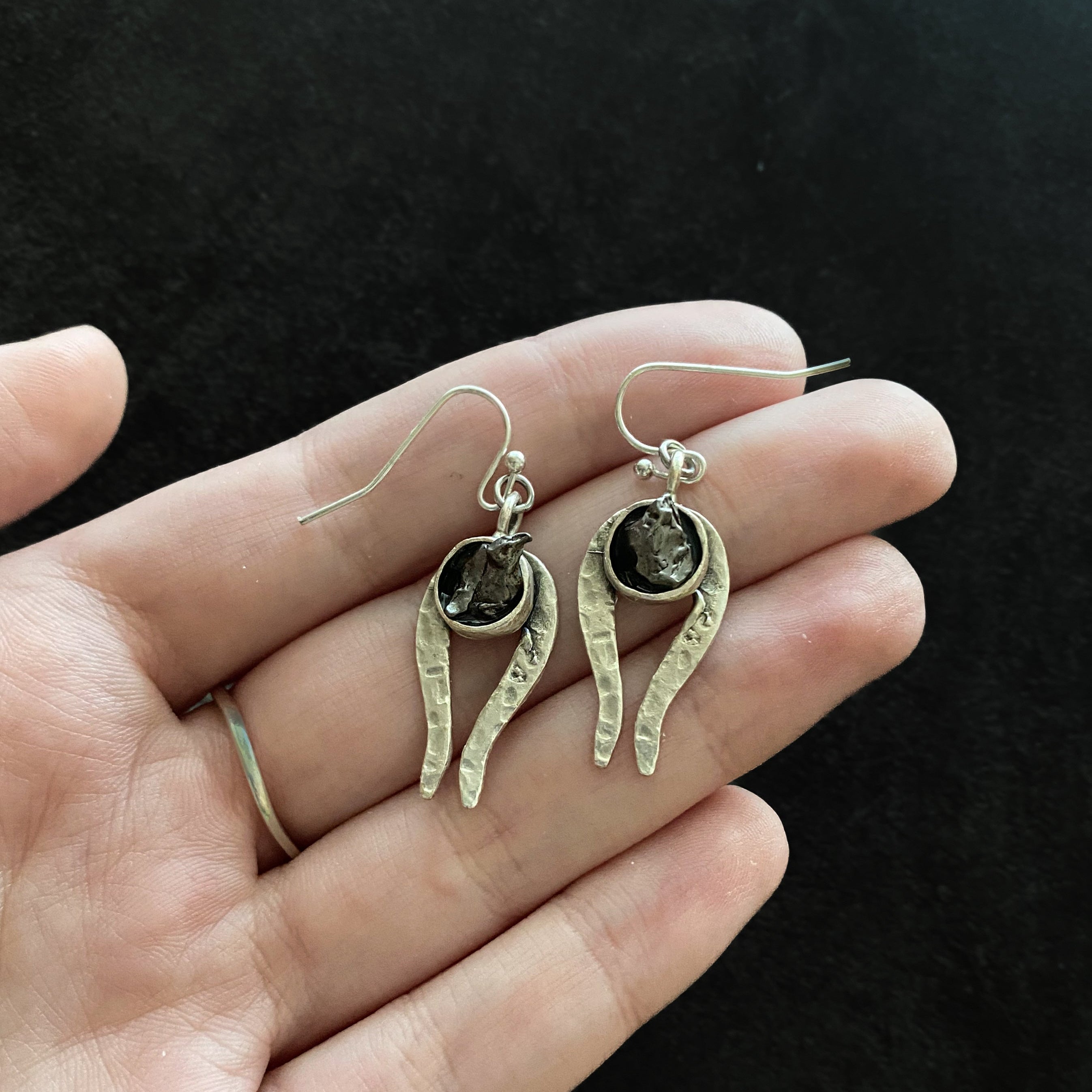 Comet Earrings with Authentic Meteorite | Earrings | Wiccan Center