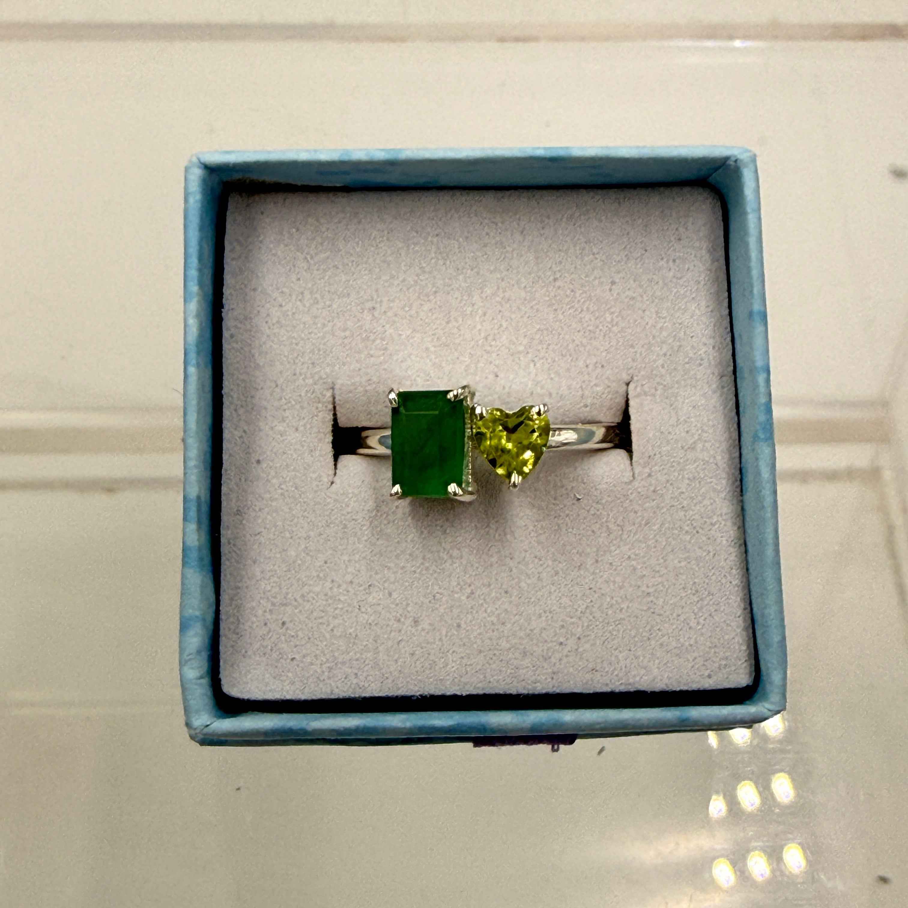 Sterling Silver Peridot & Emerald Ring - Size 8 - Abundant, Healing & Vibrant | Rings | Wiccan Center