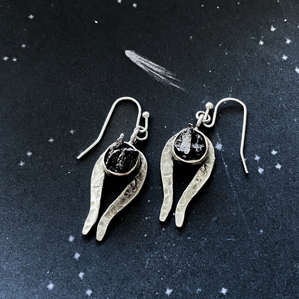 Comet Earrings with Authentic Meteorite | Earrings | Wiccan Center
