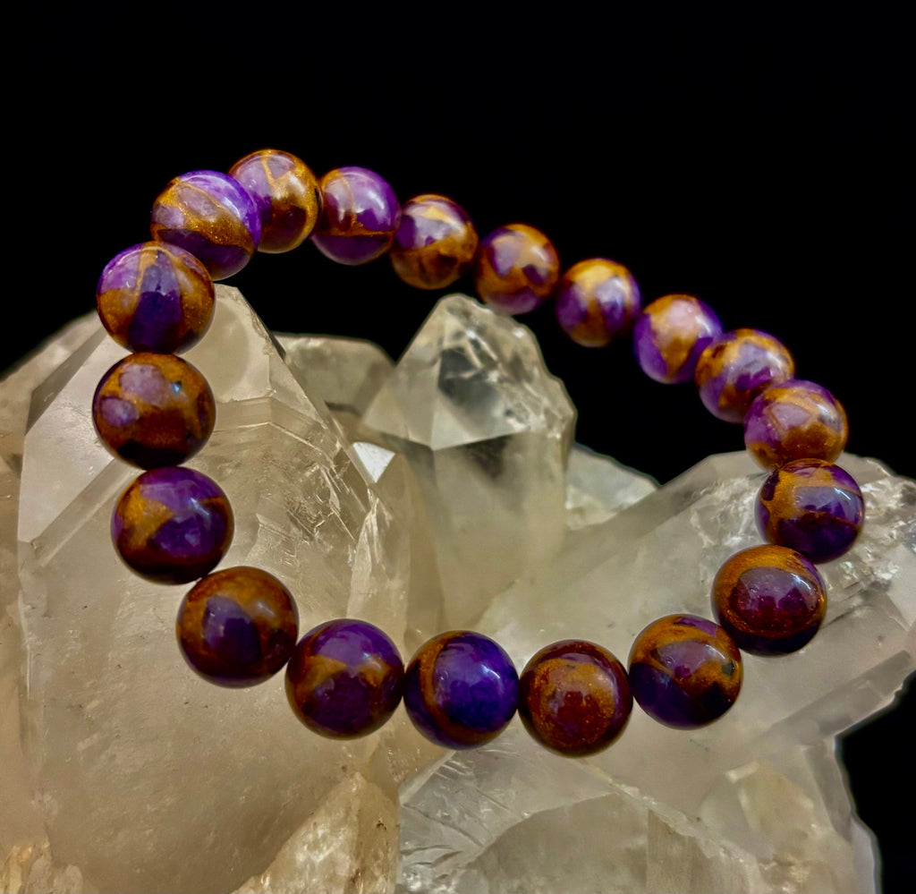 Purple Variscite Impression Bracelet – 10mm Beaded Bracelet | Medium Fit | Spiritual Energy & Statement Jewelry | | Wiccan Center