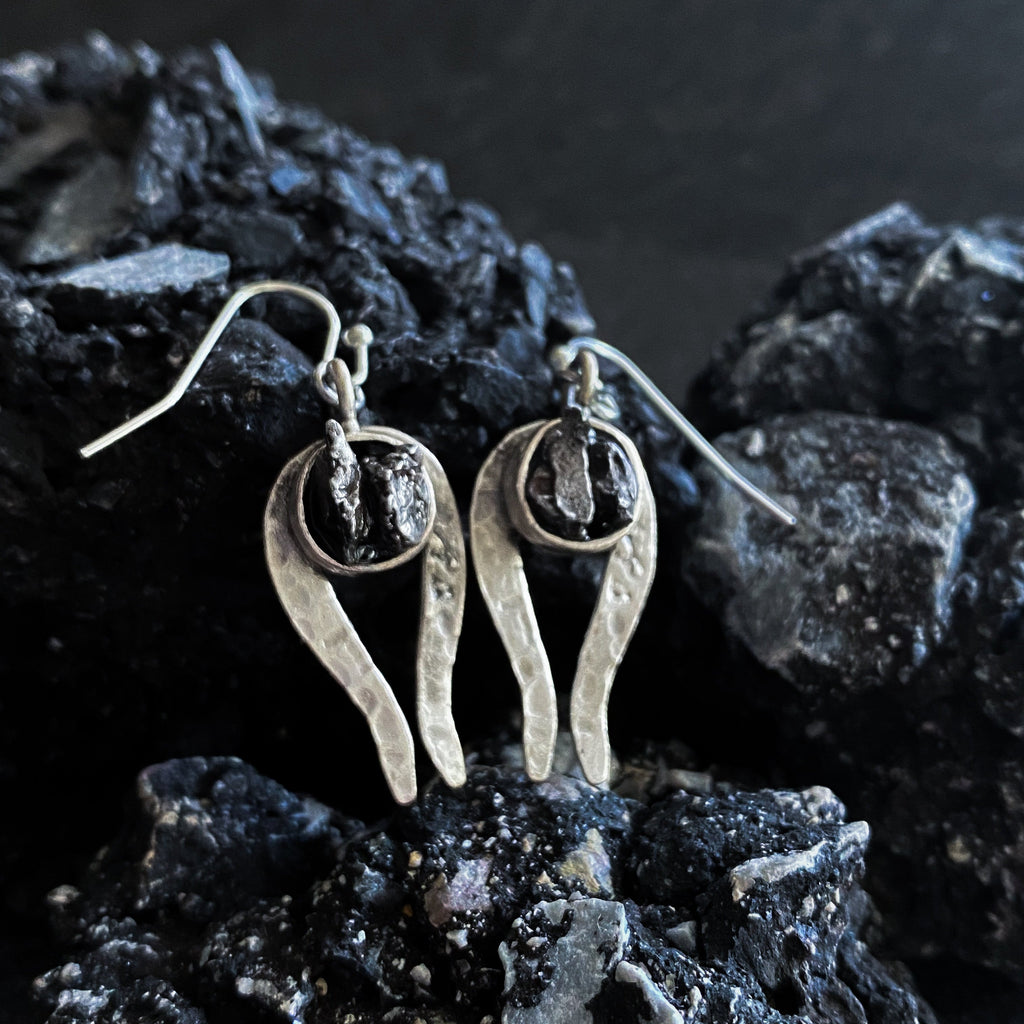 Comet Earrings with Authentic Meteorite | Earrings | Wiccan Center