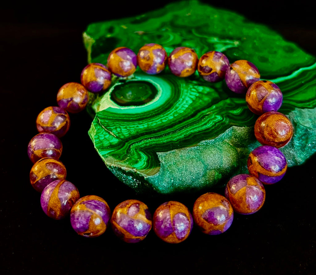 Purple Variscite Impression Bracelet – 10mm Beaded Bracelet | Medium Fit | Spiritual Energy & Statement Jewelry | | Wiccan Center