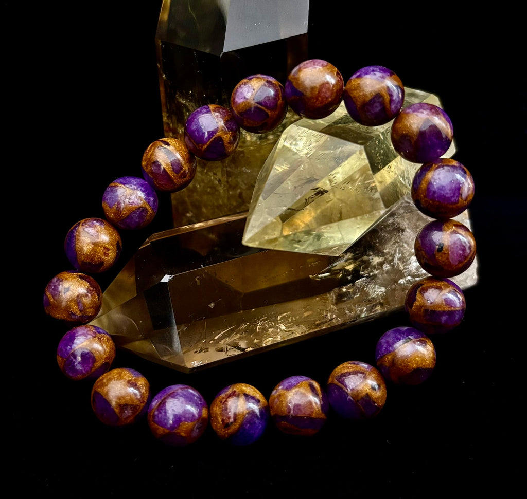 Purple Variscite Impression Bracelet – 10mm Beaded Bracelet | Medium Fit | Spiritual Energy & Statement Jewelry | | Wiccan Center
