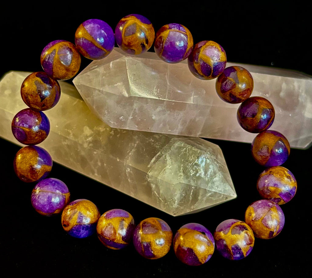 Purple Variscite Impression Bracelet – 10mm Beaded Bracelet | Medium Fit | Spiritual Energy & Statement Jewelry | | Wiccan Center