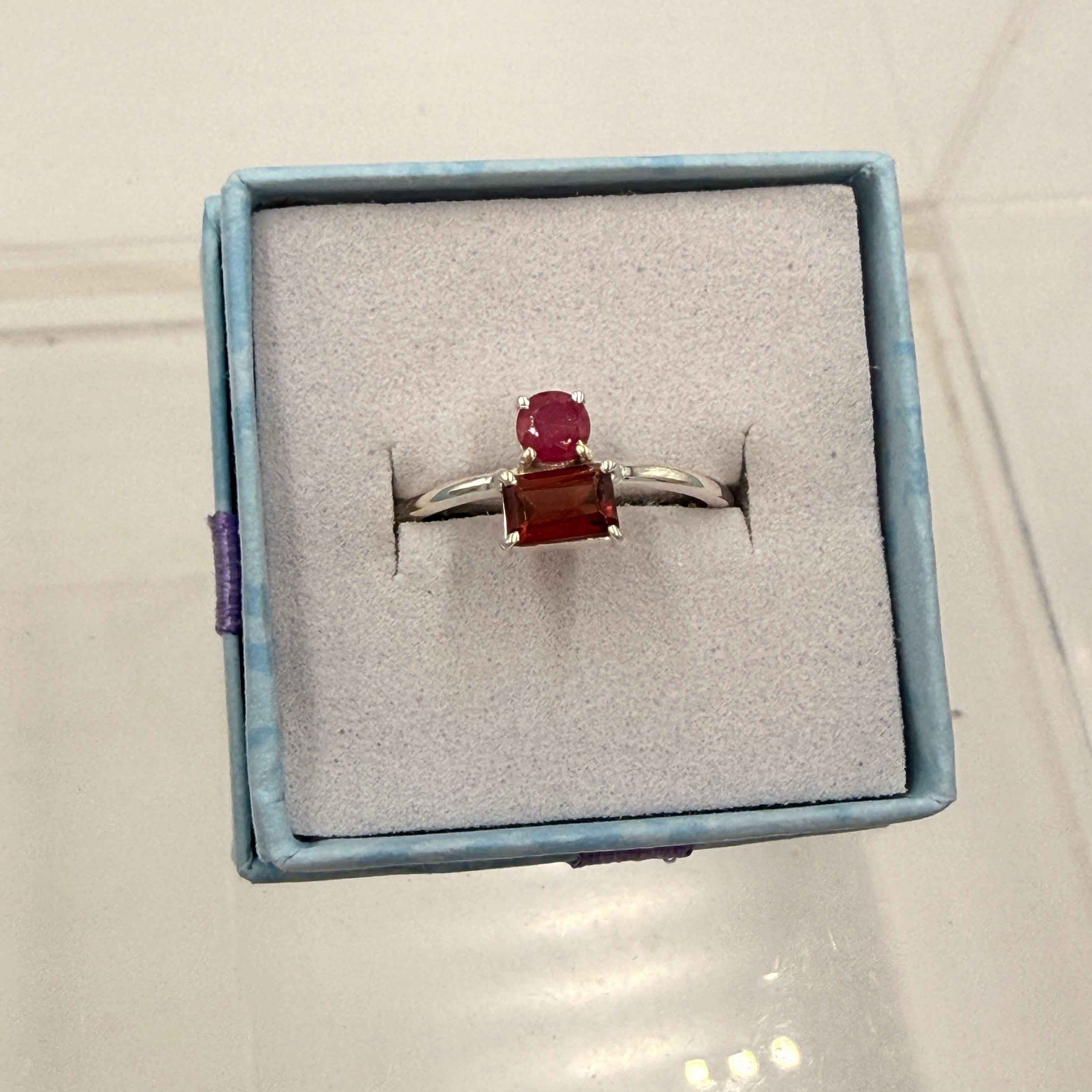 Sterling Silver Garnet & Ruby Ring - Size 8 - Passionate, Energizing, Courageous | Rings | Wiccan Center