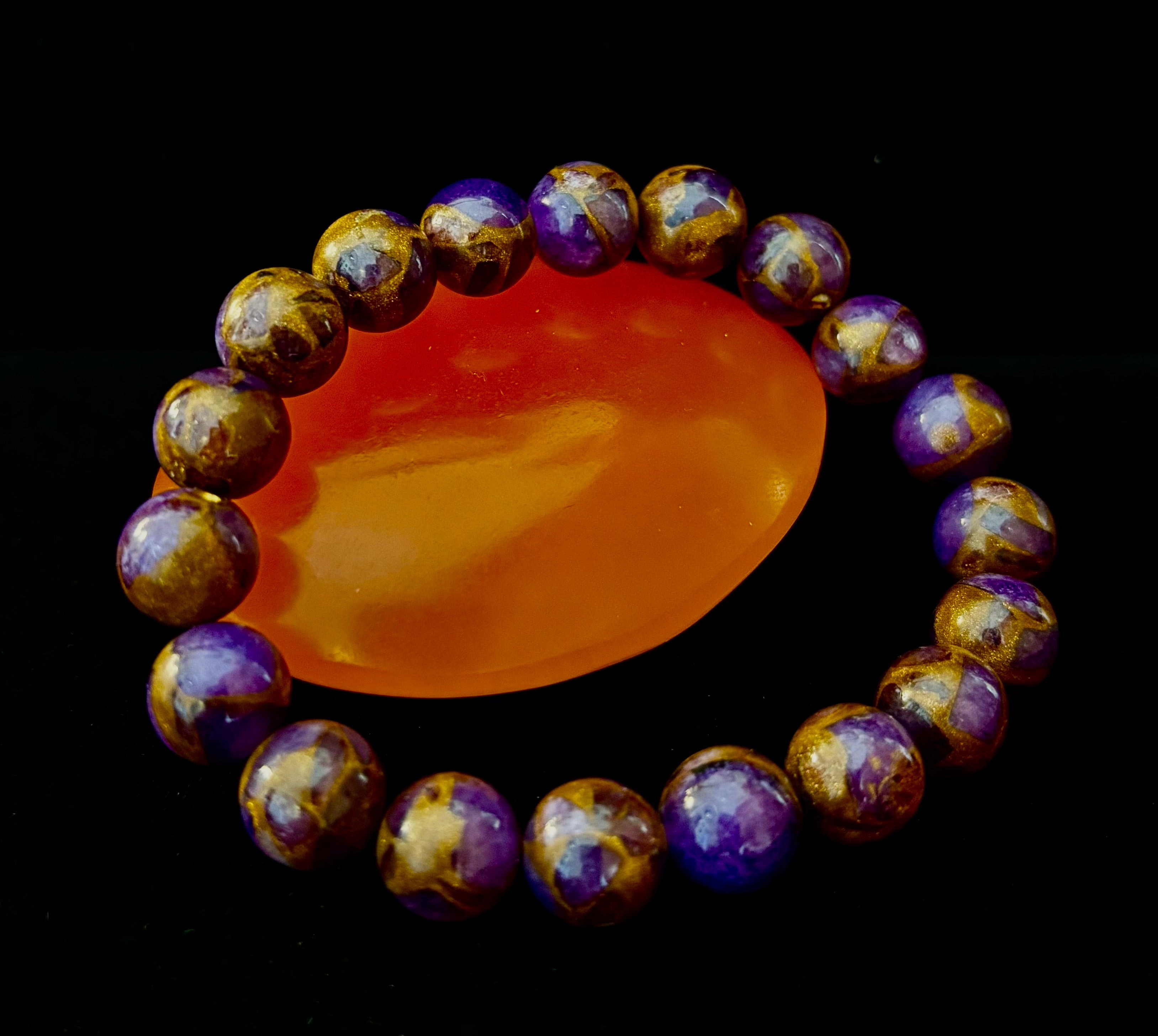 Purple Variscite Impression Bracelet – 10mm Beaded Bracelet | Medium Fit | Spiritual Energy & Statement Jewelry | | Wiccan Center
