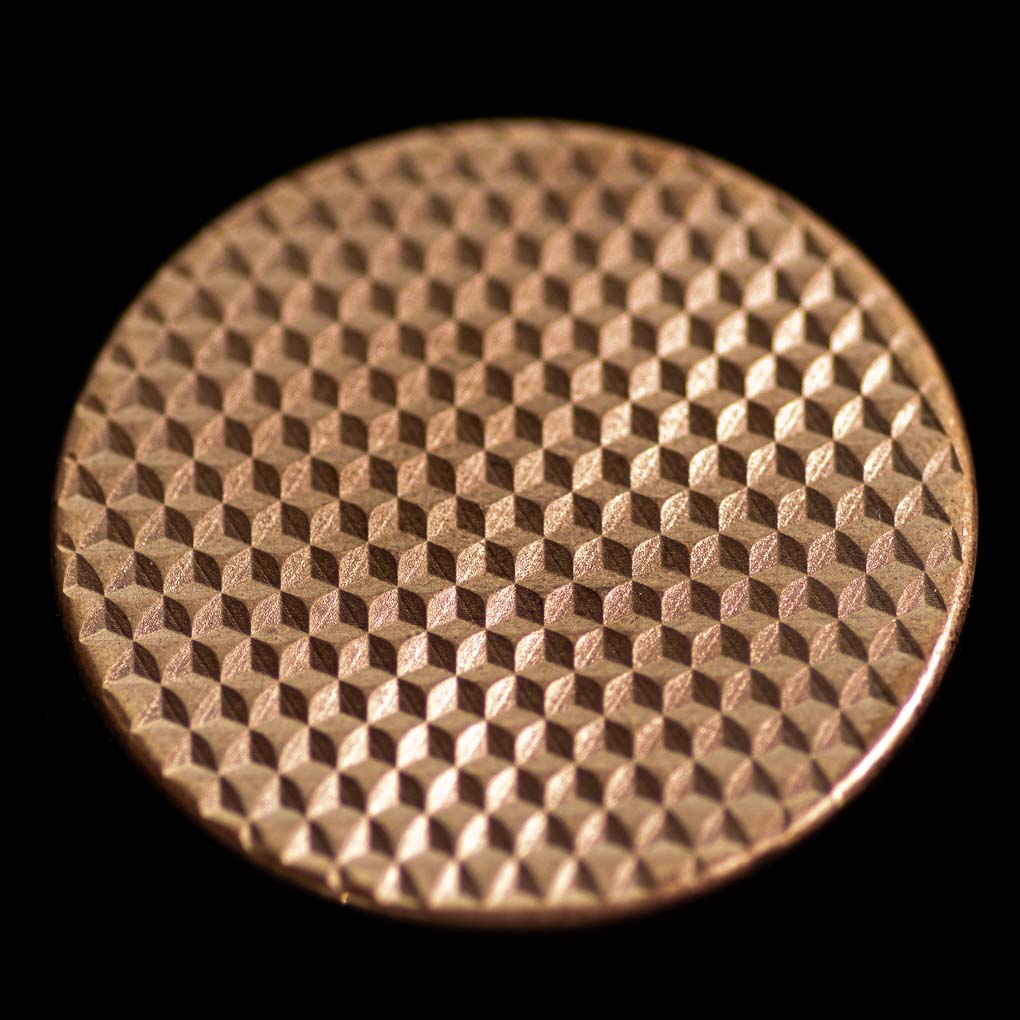 Textured Worry Stone - Raw Copper - Geometric Pattern Copper Coin | Artwork | Wiccan Center