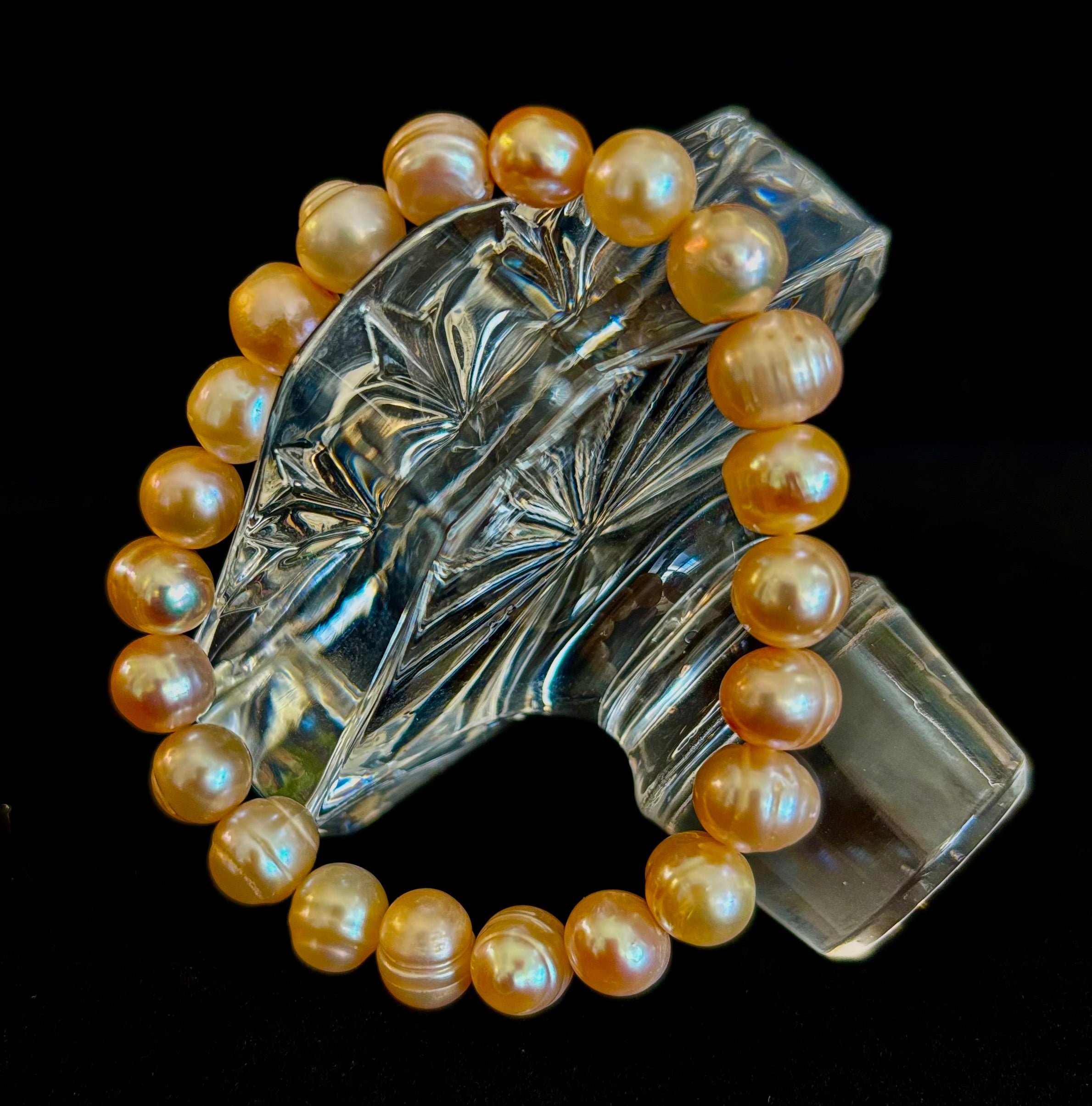 Champagne Freshwater Pearl Bracelet – 9mm Pearl Stretch Bracelet | | Wiccan Center