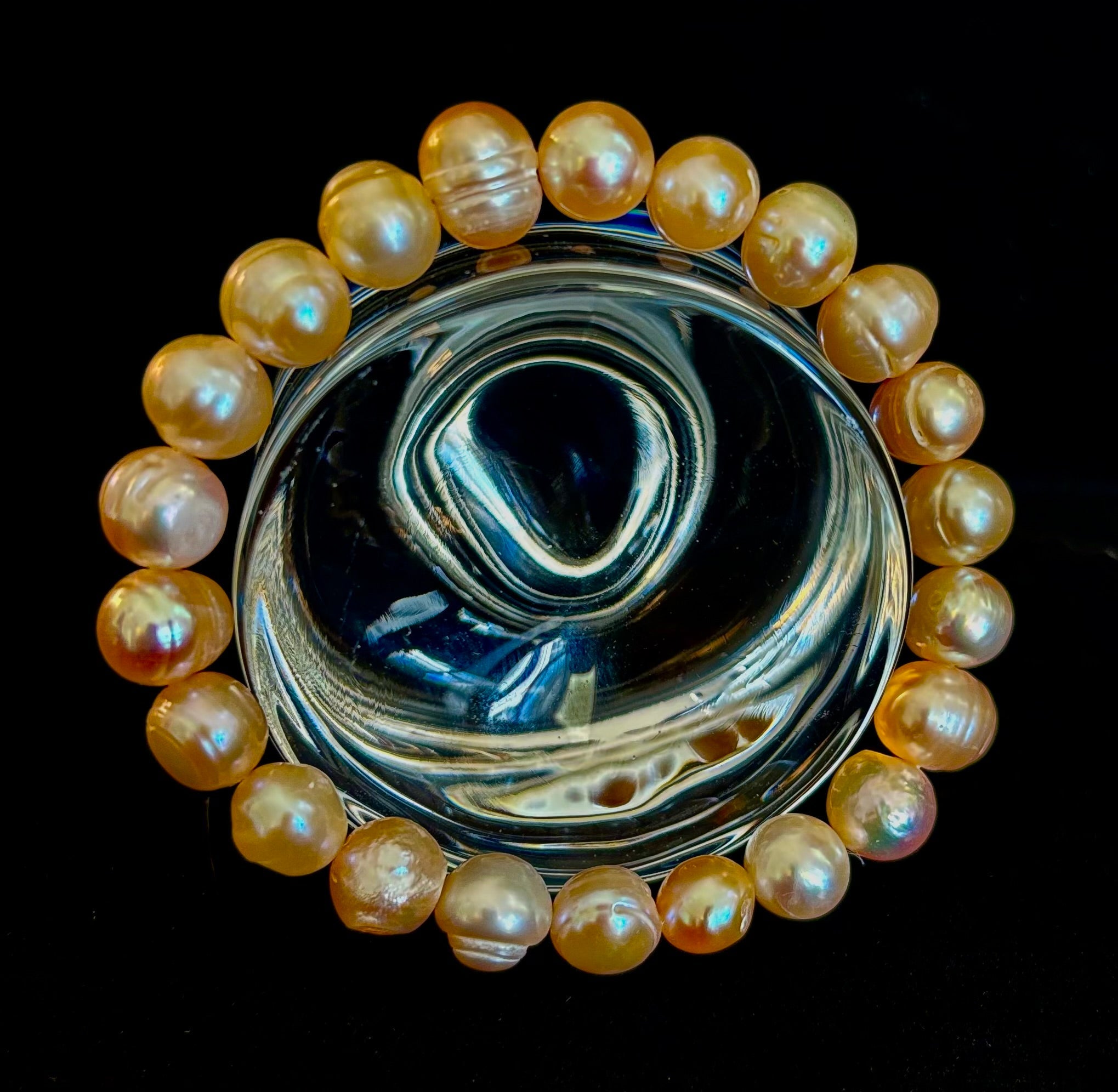 Champagne Freshwater Pearl Bracelet – 9mm Pearl Stretch Bracelet | | Wiccan Center
