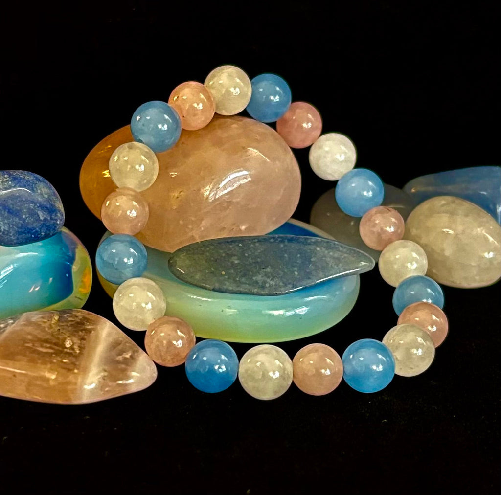 Trans Pride & Awareness Bracelet – Pink, White & Blue Polished Beads | | Wiccan Center