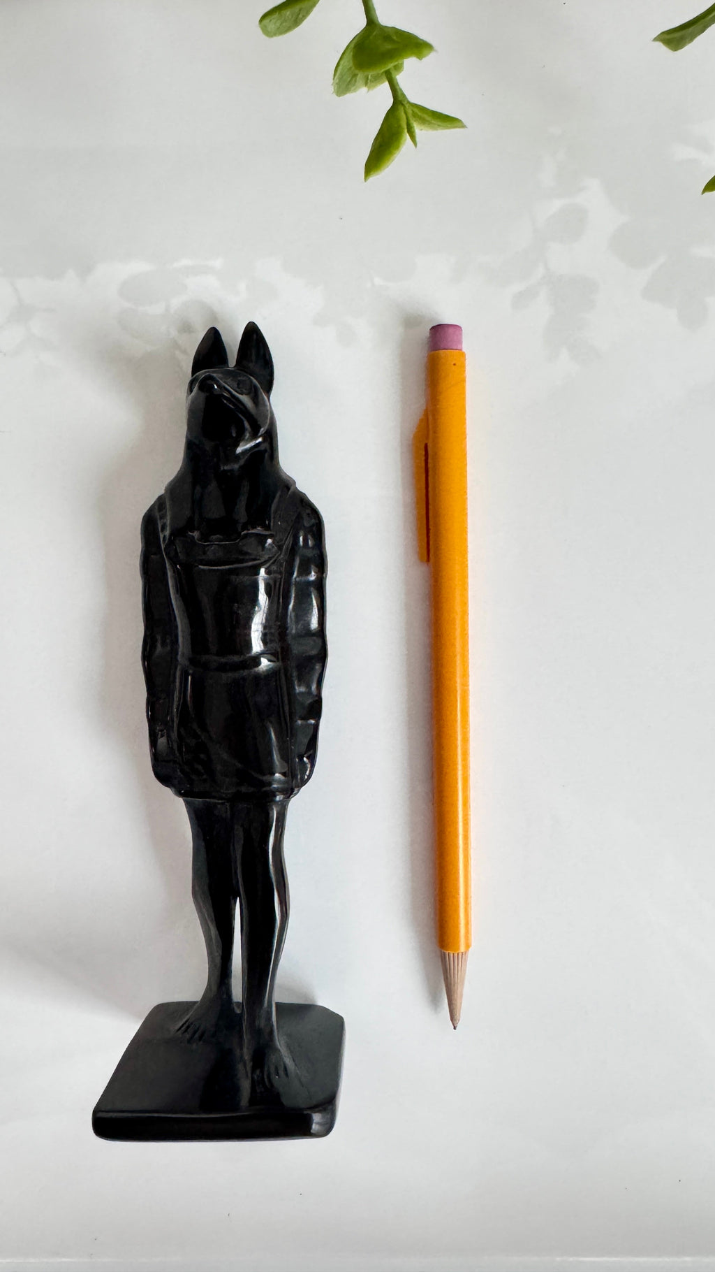 Obsidian Anubis Full Body Statue, 6” Large Egyptian Dog Deity Carving | Crystals | Wiccan Center