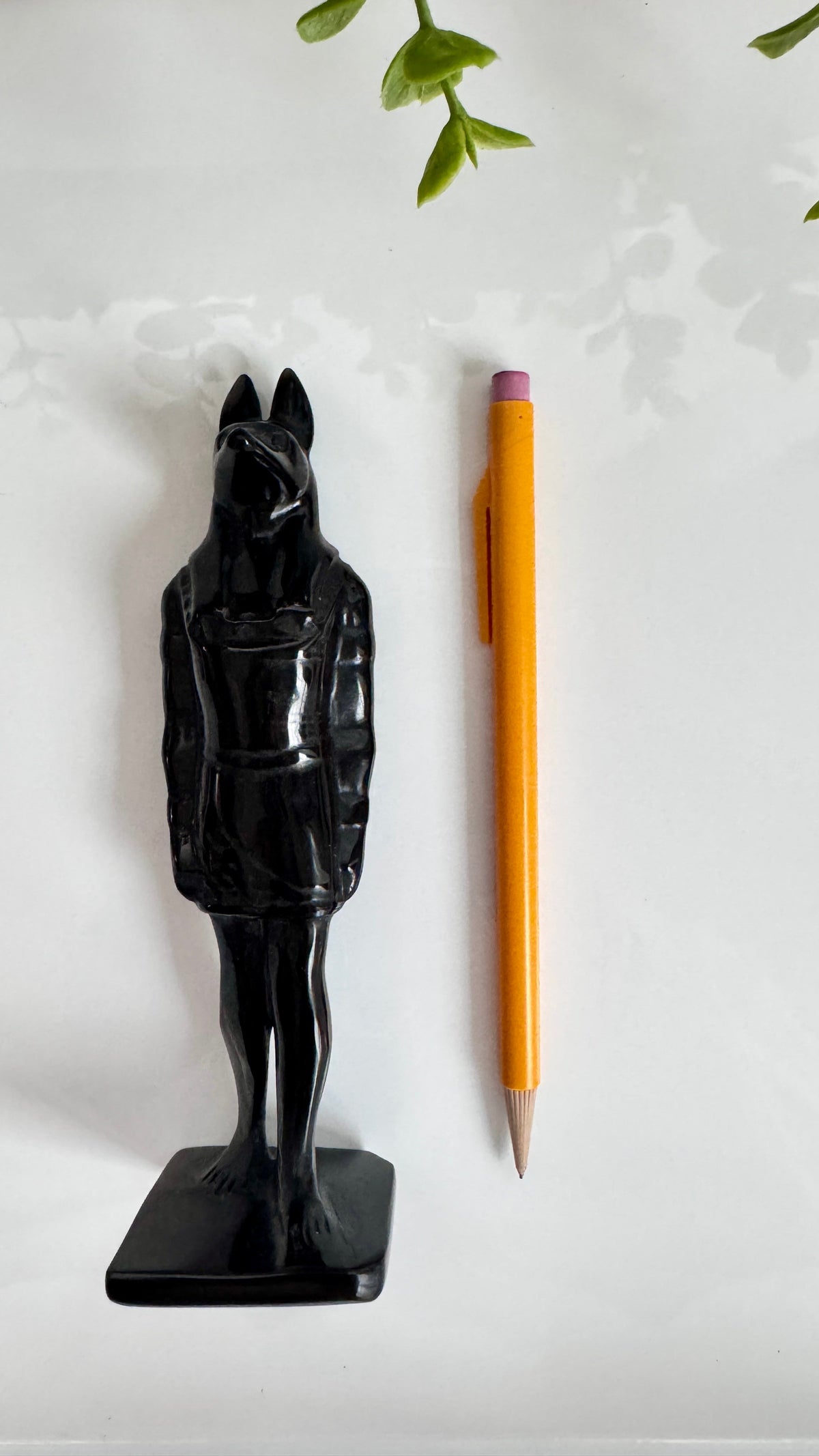 Obsidian Anubis Full Body Statue, 6” Large Egyptian Dog Deity Carving