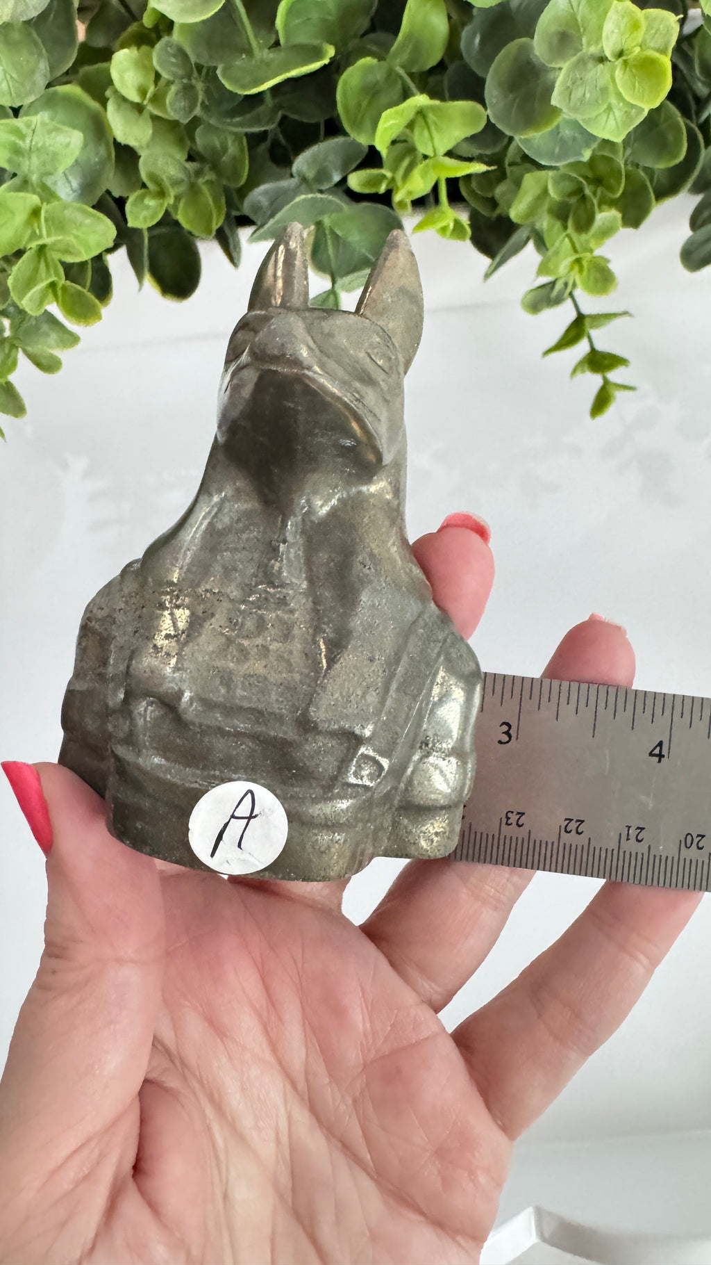 Pyrite Anubis 4” XL Bust, Egyptian Dog Carving