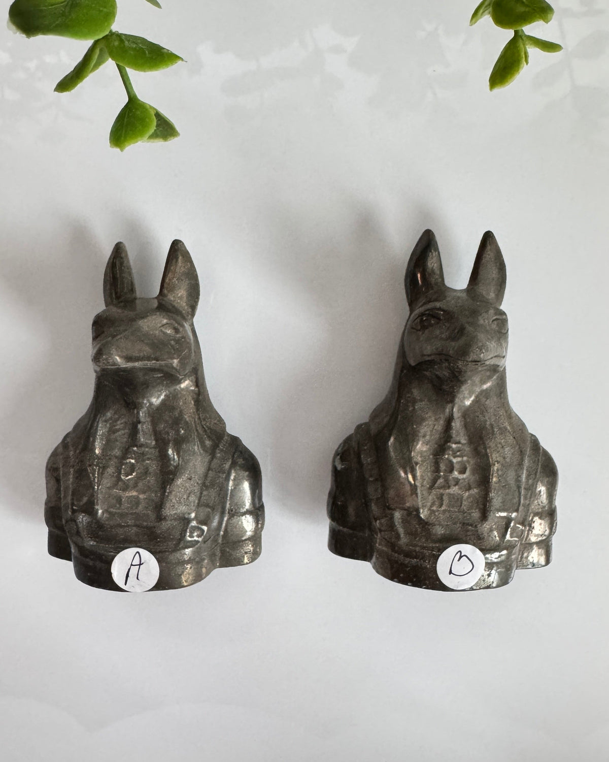 Pyrite Anubis 4” XL Bust, Egyptian Dog Carving