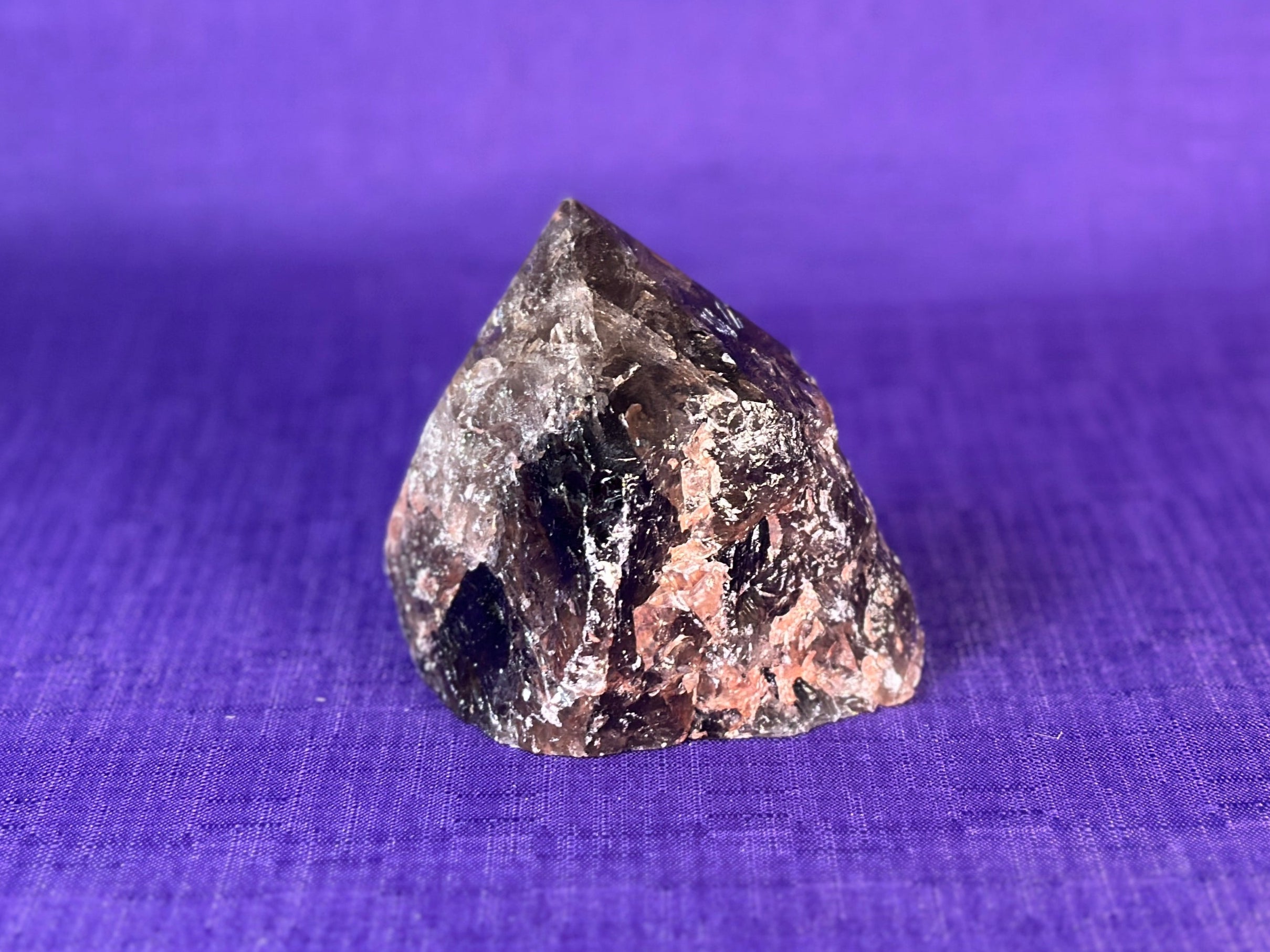 Smoky Quartz Top Polished Rough Point — Standing Smoky Quartz Crystal with Cut Base | | Wiccan Center