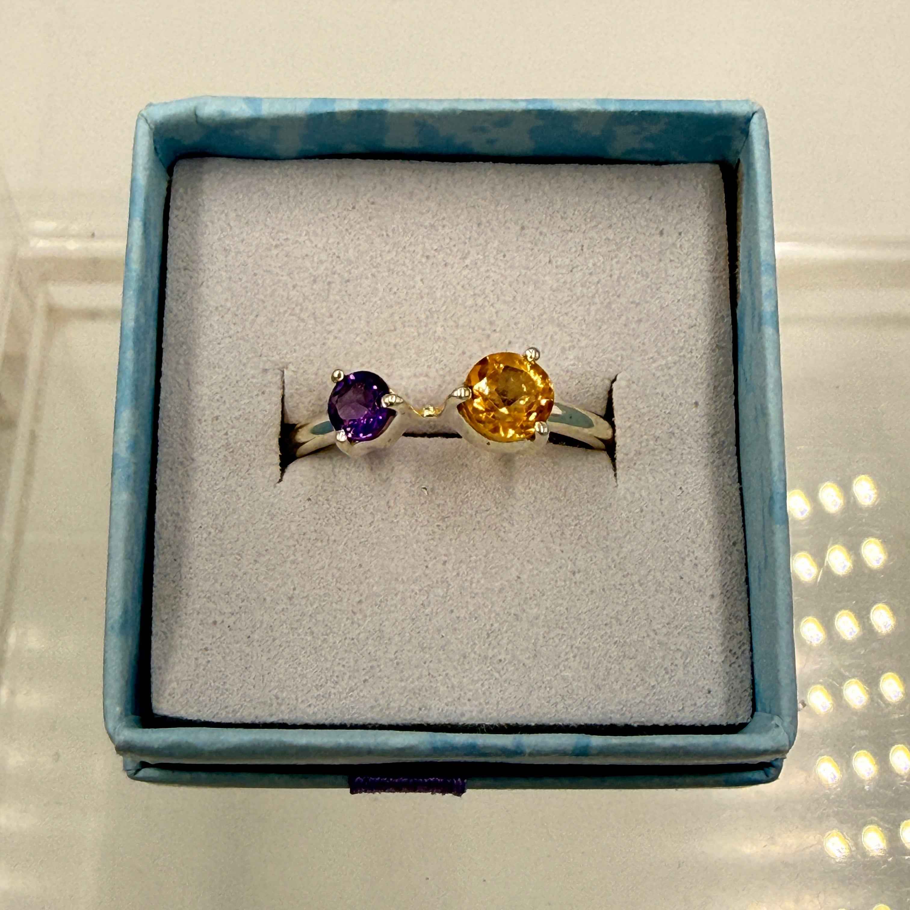 Sterling Silver Amethyst & Citrine Ring - Size 9 - Spiritual, Energizing & Joyful | Rings | Wiccan Center