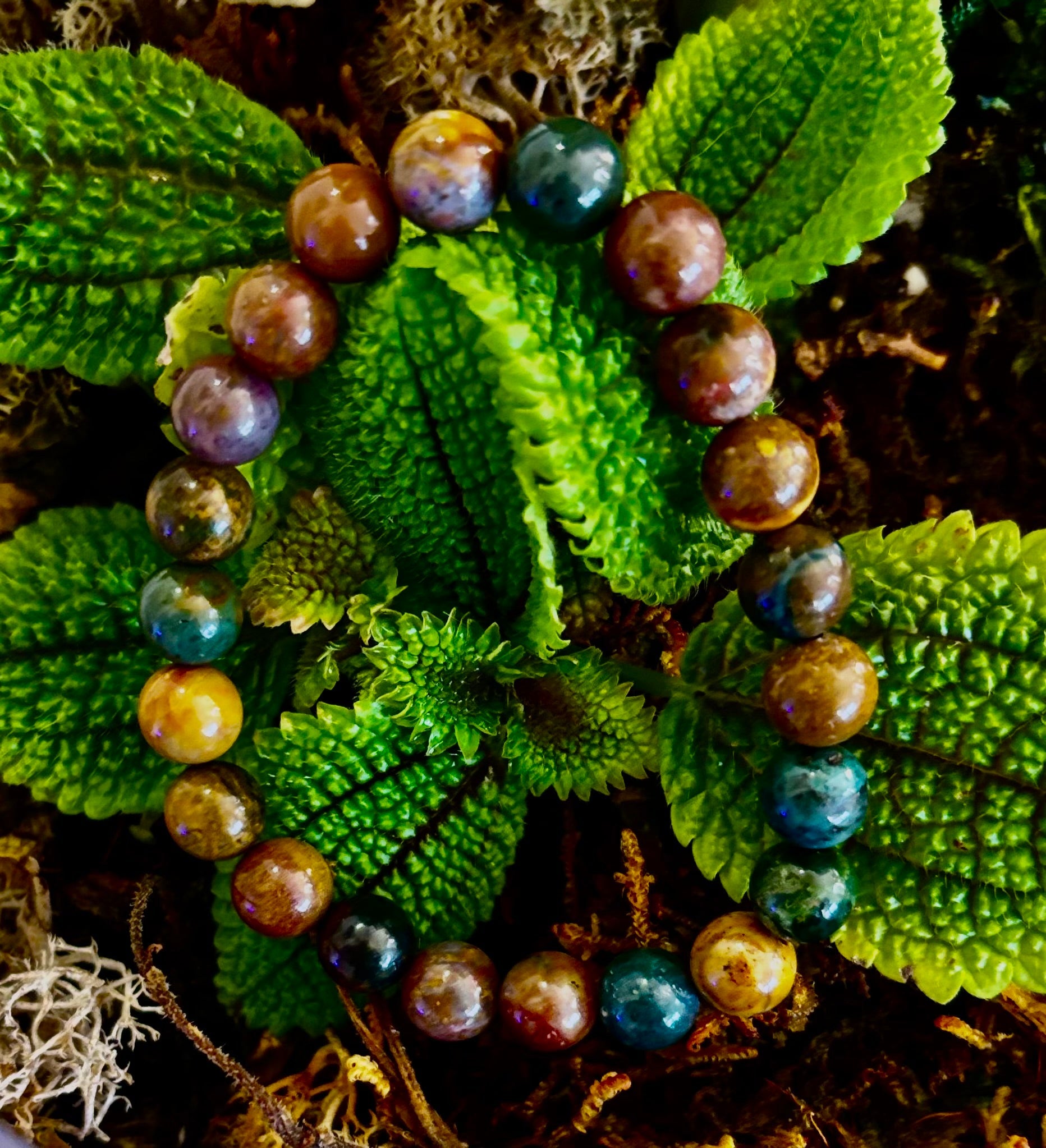 Ocean Jasper Bracelet – 8mm Natural Stone Beads | Medium Wrist Fit | Healing Crystal Jewelry for Joy & Balance | | Wiccan Center