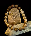 Gray Map Jasper & Lava Stone Bracelet – 8mm Natural Stone Beads | Unisex Stretch Bracelet | Grounding & Diffuser Jewelry | | Wiccan Center