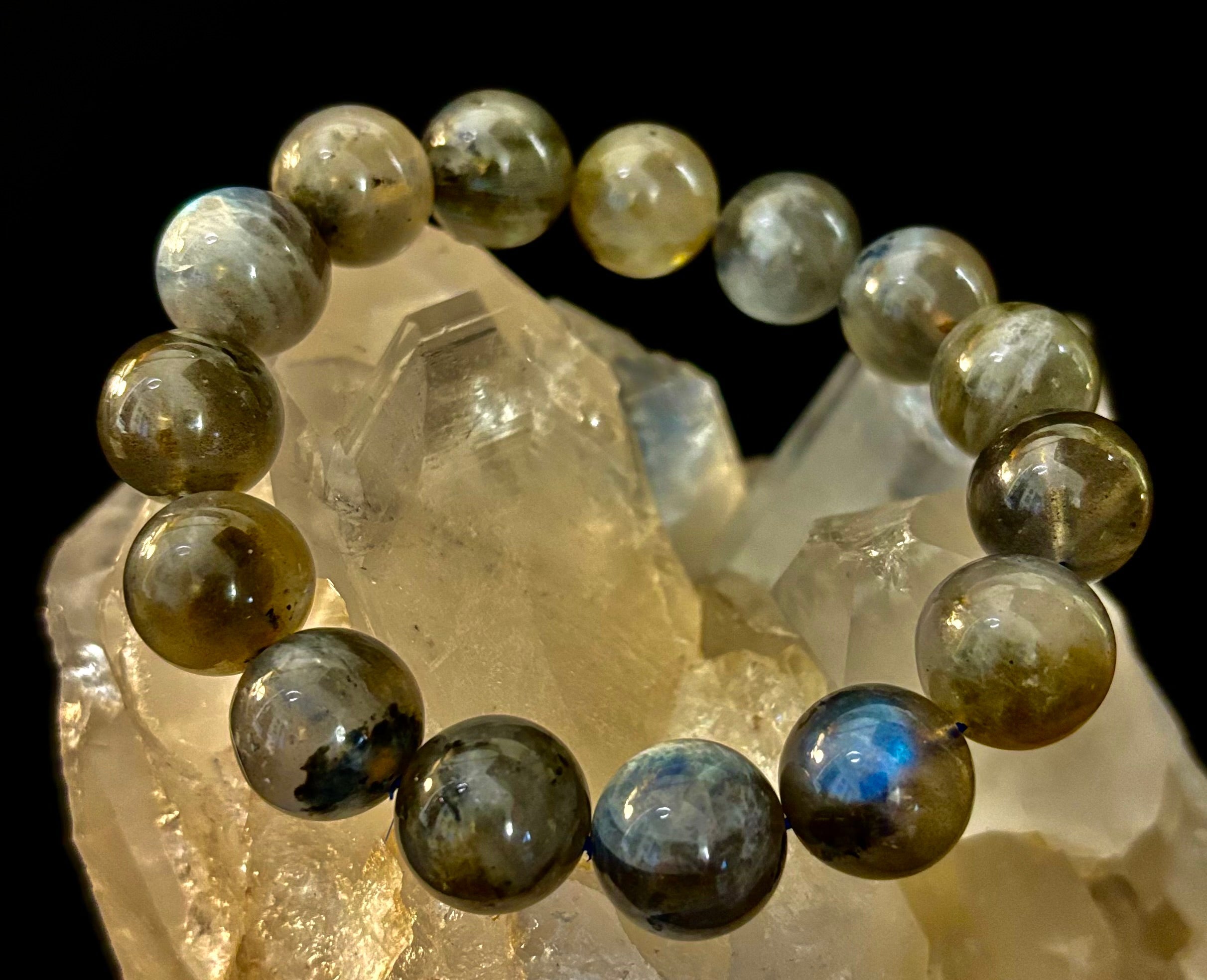 Moonlit Path: Silver Flash Labradorite Bracelet - Reiki Infused (3 Amazing Bead Sizes) | | Wiccan Center