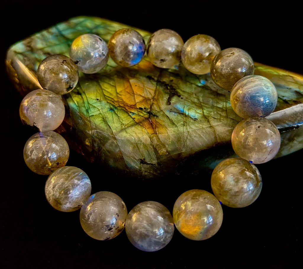 Moonlit Path: Silver Flash Labradorite Bracelet - Reiki Infused (3 Amazing Bead Sizes) | | Wiccan Center