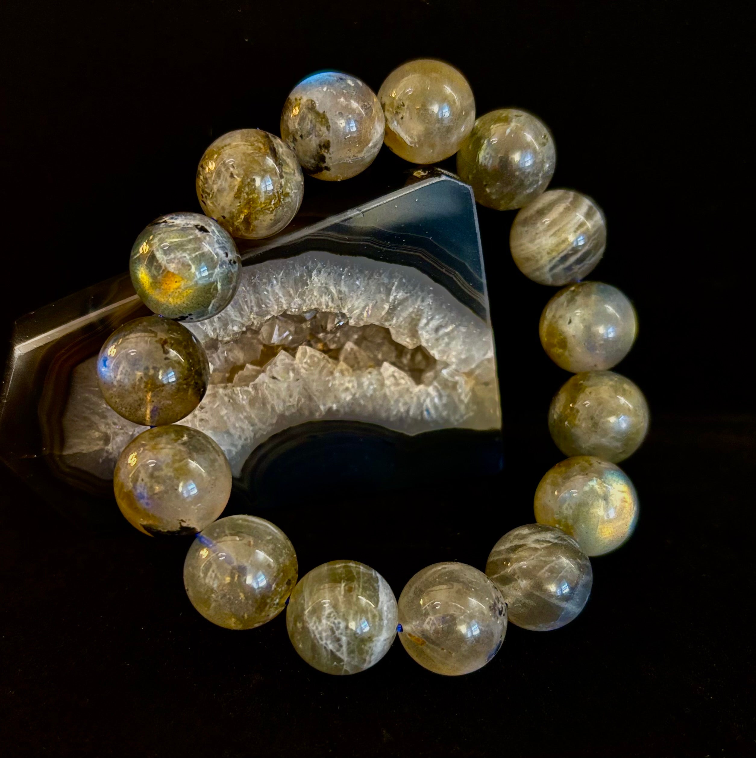 Moonlit Path: Silver Flash Labradorite Bracelet - Reiki Infused (3 Amazing Bead Sizes) | | Wiccan Center