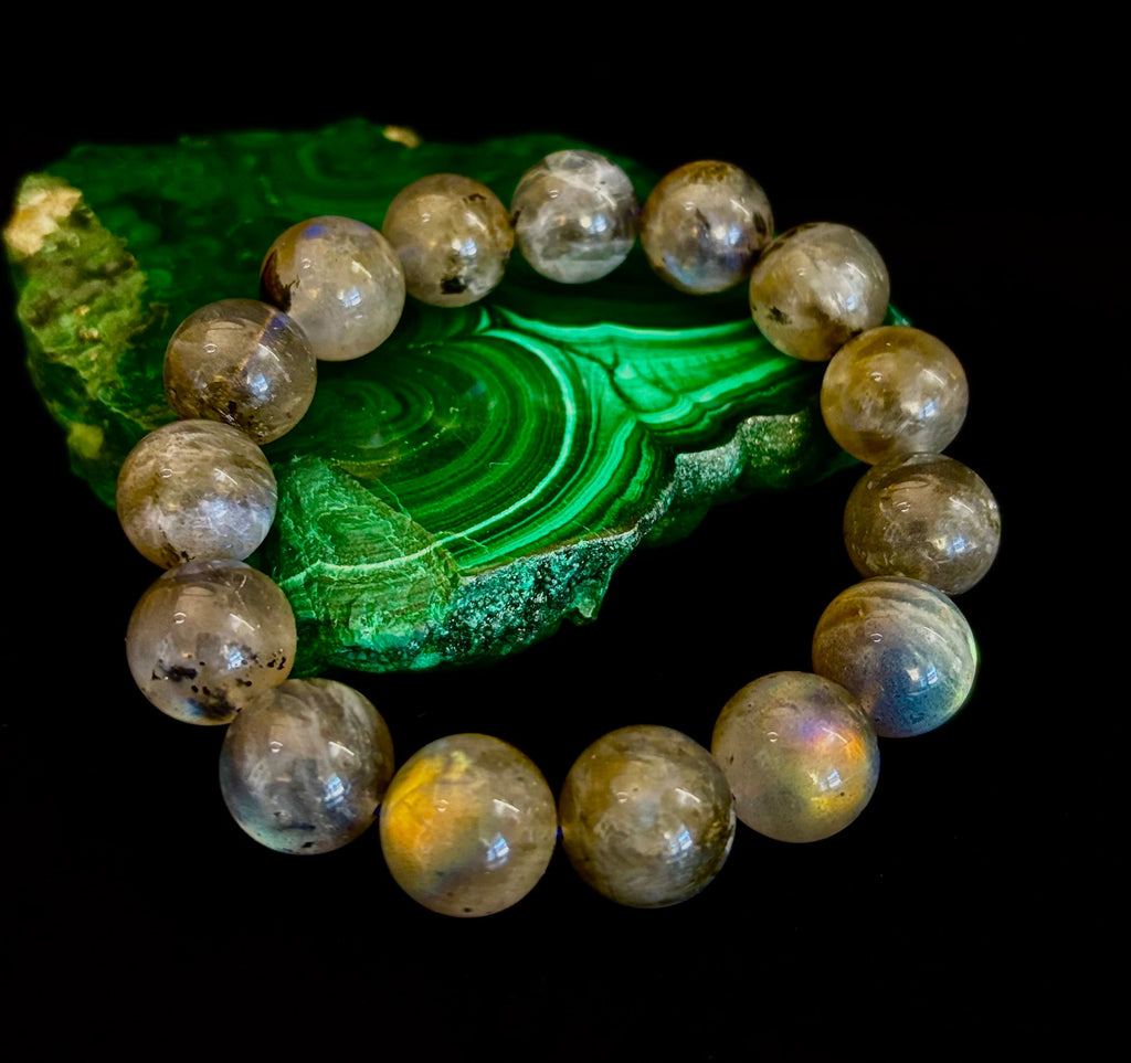 Moonlit Path: Silver Flash Labradorite Bracelet - Reiki Infused (3 Amazing Bead Sizes) | | Wiccan Center