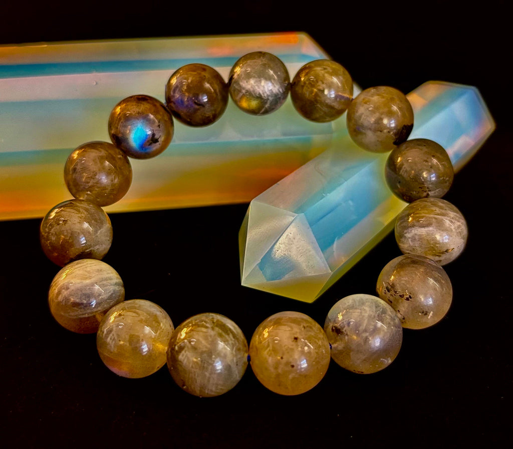 Moonlit Path: Silver Flash Labradorite Bracelet - Reiki Infused (3 Amazing Bead Sizes) | | Wiccan Center