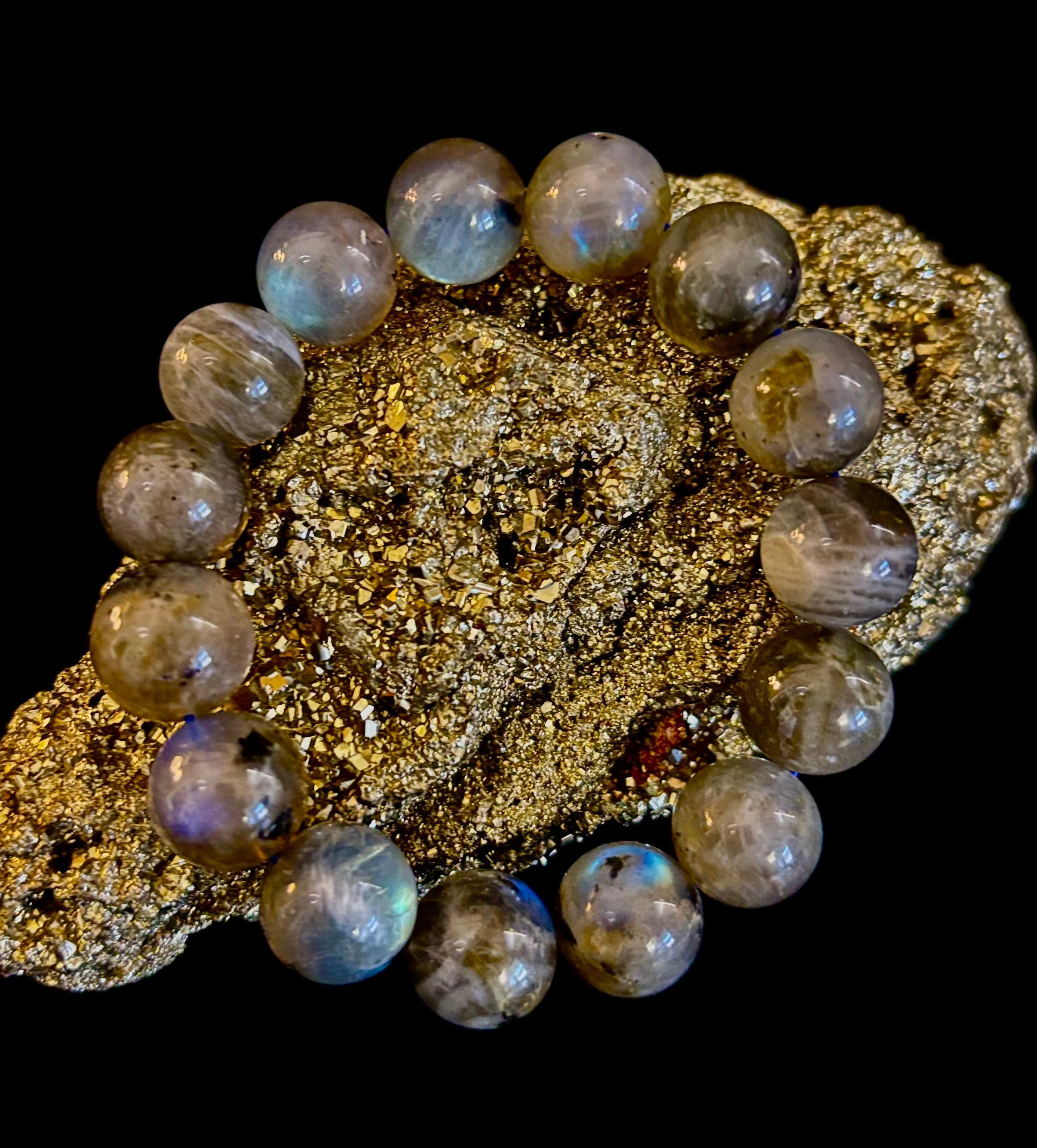 Moonlit Path: Silver Flash Labradorite Bracelet - Reiki Infused (3 Amazing Bead Sizes) | | Wiccan Center