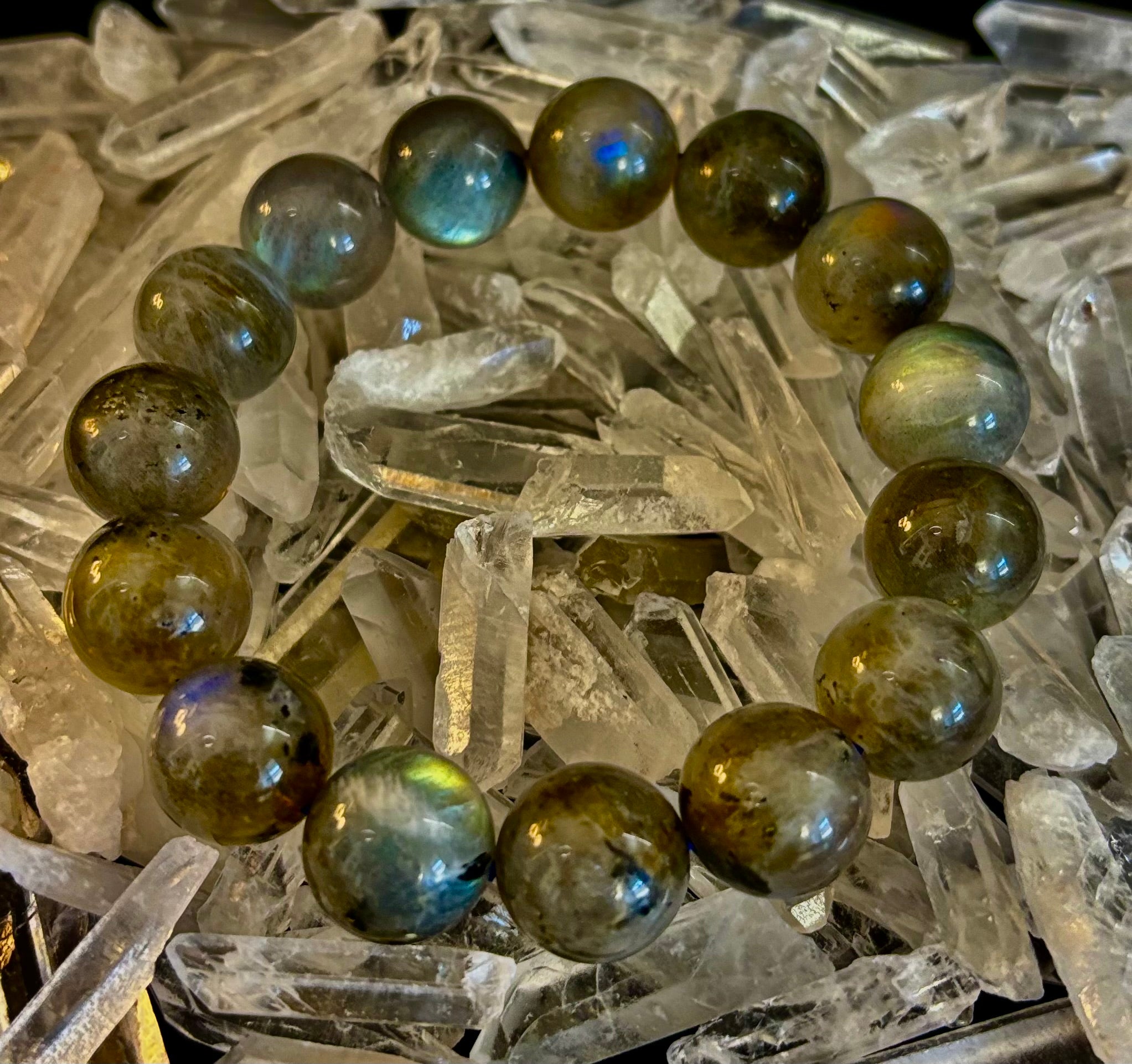 Moonlit Path: Silver Flash Labradorite Bracelet - Reiki Infused (3 Amazing Bead Sizes) | | Wiccan Center